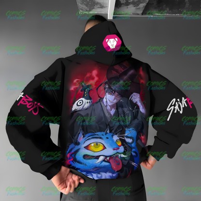 Plus Velvet Unisex Anime Graphic Streetwear Vintage Hoodie