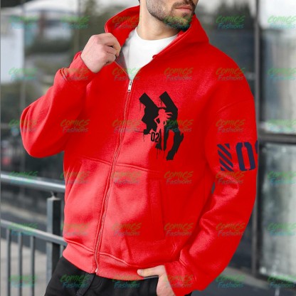 Unisex Graphic Streetwear Vintage Zipper Cardigan Plush Hoodie