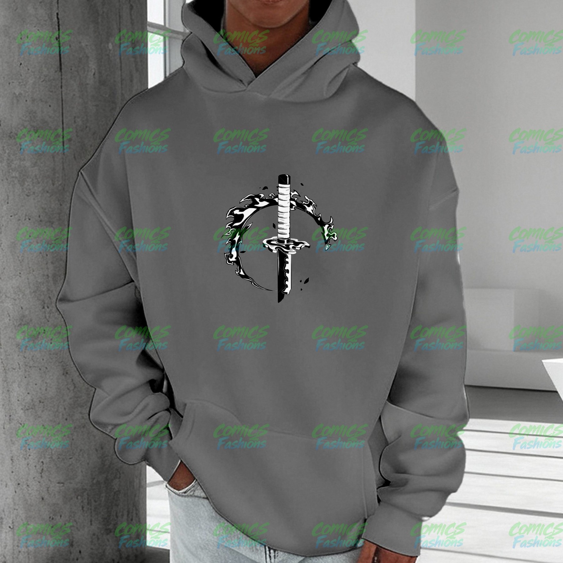 Plus Velvet Unisex Anime Graphic Streetwear Vintage Hoodie