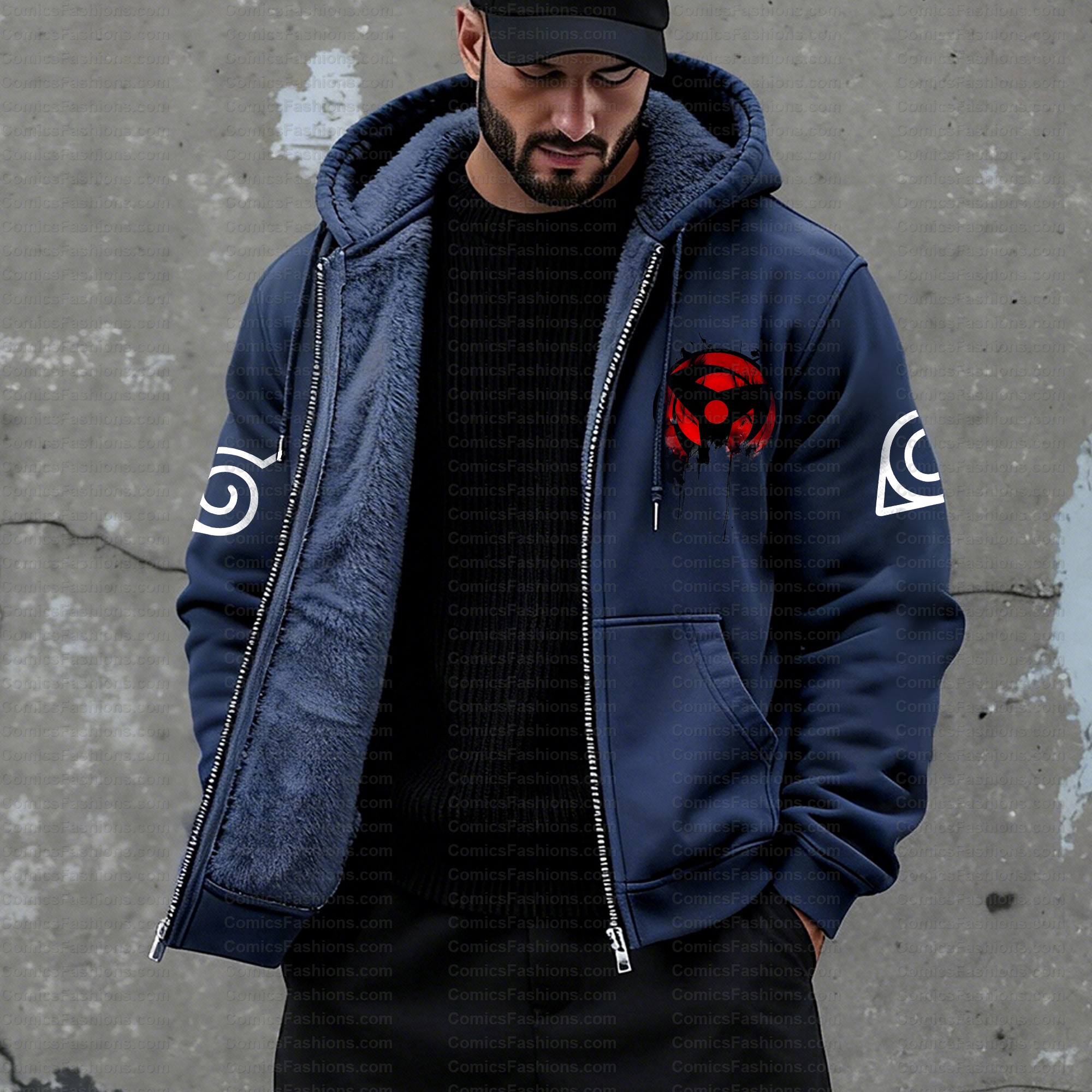 Unisex Graphic Streetwear Vintage Zipper Cardigan Plush Hoodid