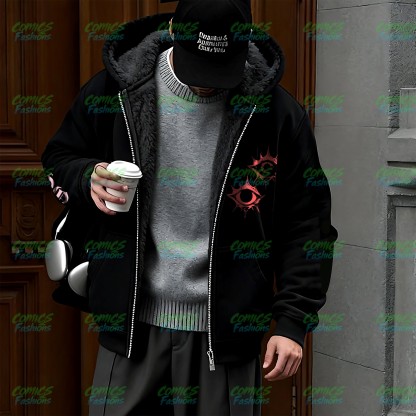 Unisex Graphic Streetwear Vintage Zipper Cardigan Plush Hoodie