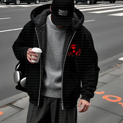 Unisex Graphic Streetwear Vintage Zipper Cardigan Plush Hoodid