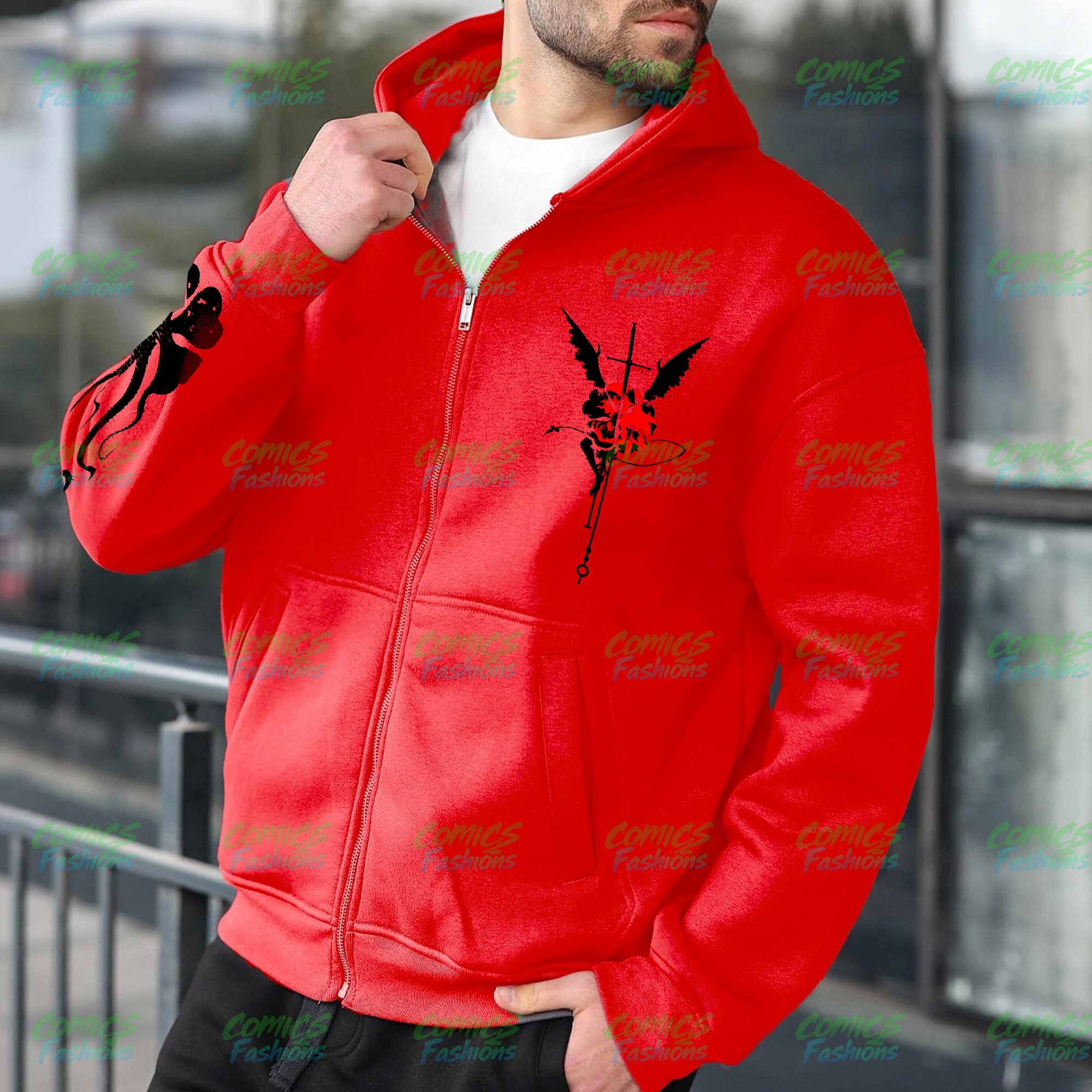 Unisex Graphic Streetwear Vintage Zipper Cardigan Plush Hoodie