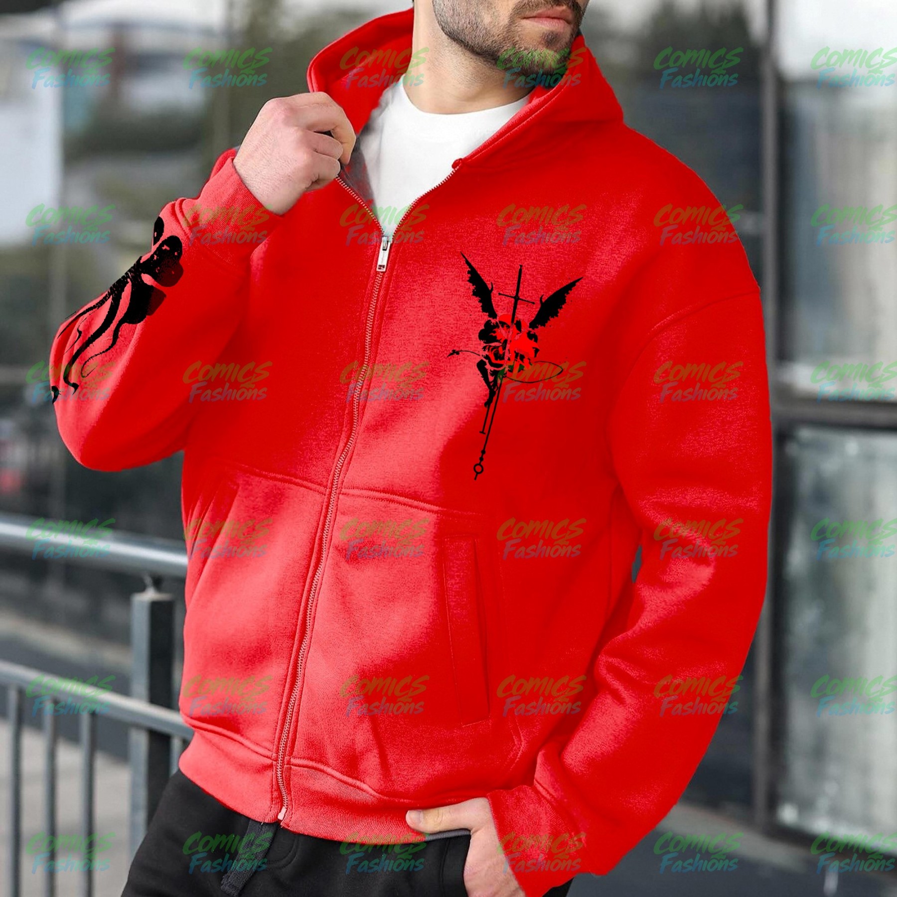 Unisex Graphic Streetwear Vintage Zipper Cardigan Plush Hoodie