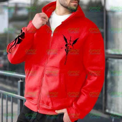 Unisex Graphic Streetwear Vintage Zipper Cardigan Plush Hoodie