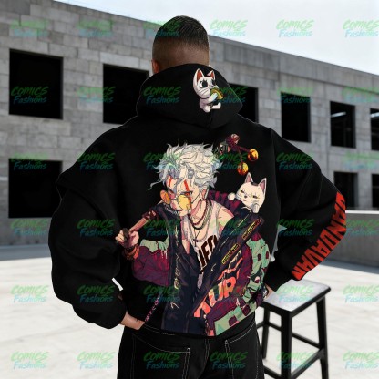 Plus Velvet Unisex Anime Graphic Streetwear Vintage Hoodie