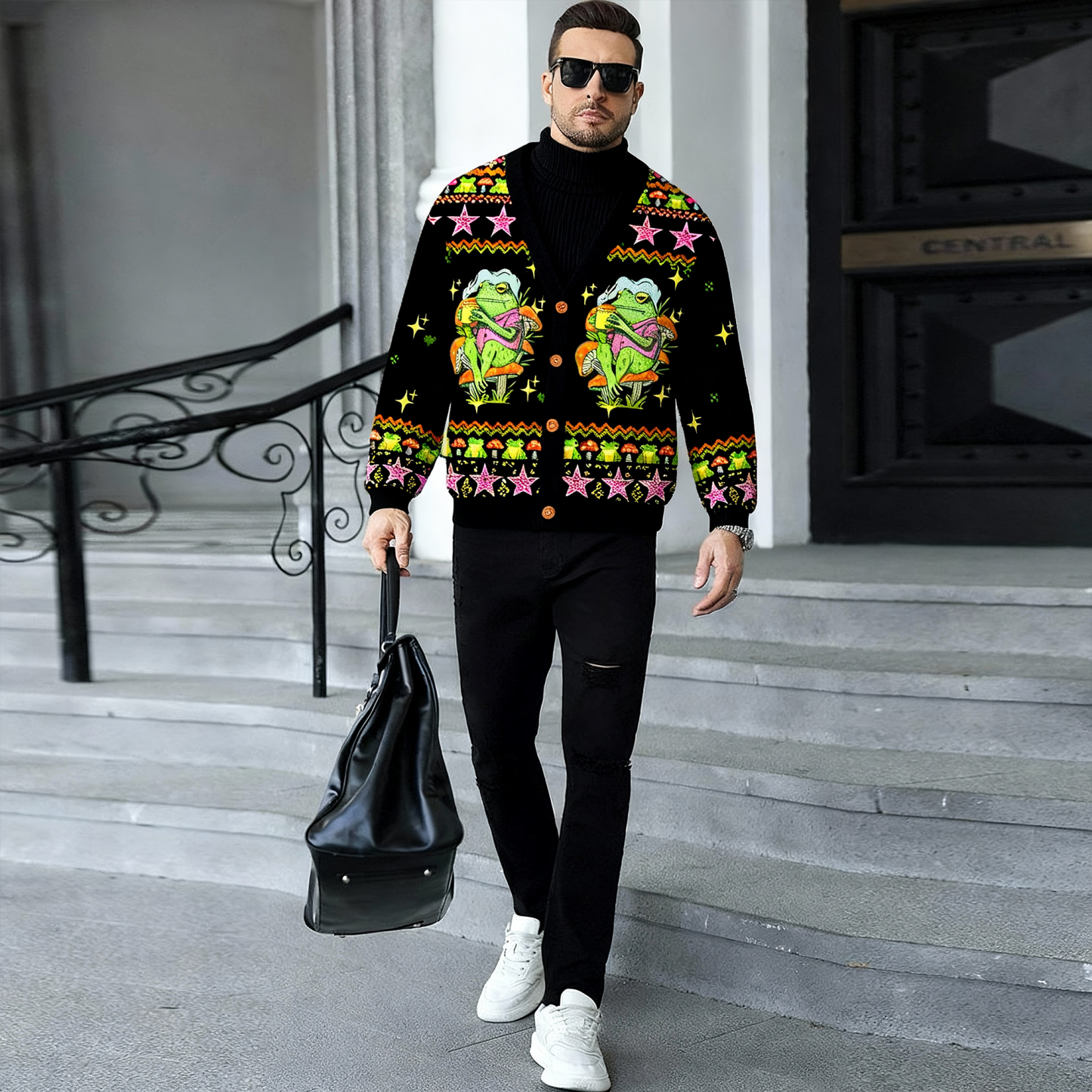 Tism Rizz Frog Y2K Christmas Cardigan Knit Sweatshirt Cherrykitten