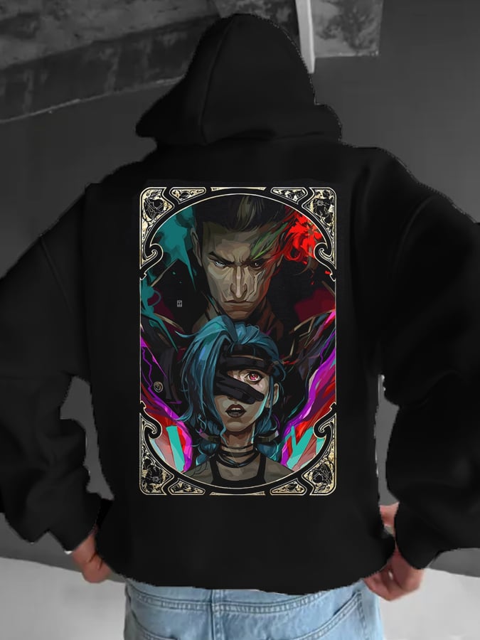 (Plus Velvet)Men's Stylish Comic Print Hoodie