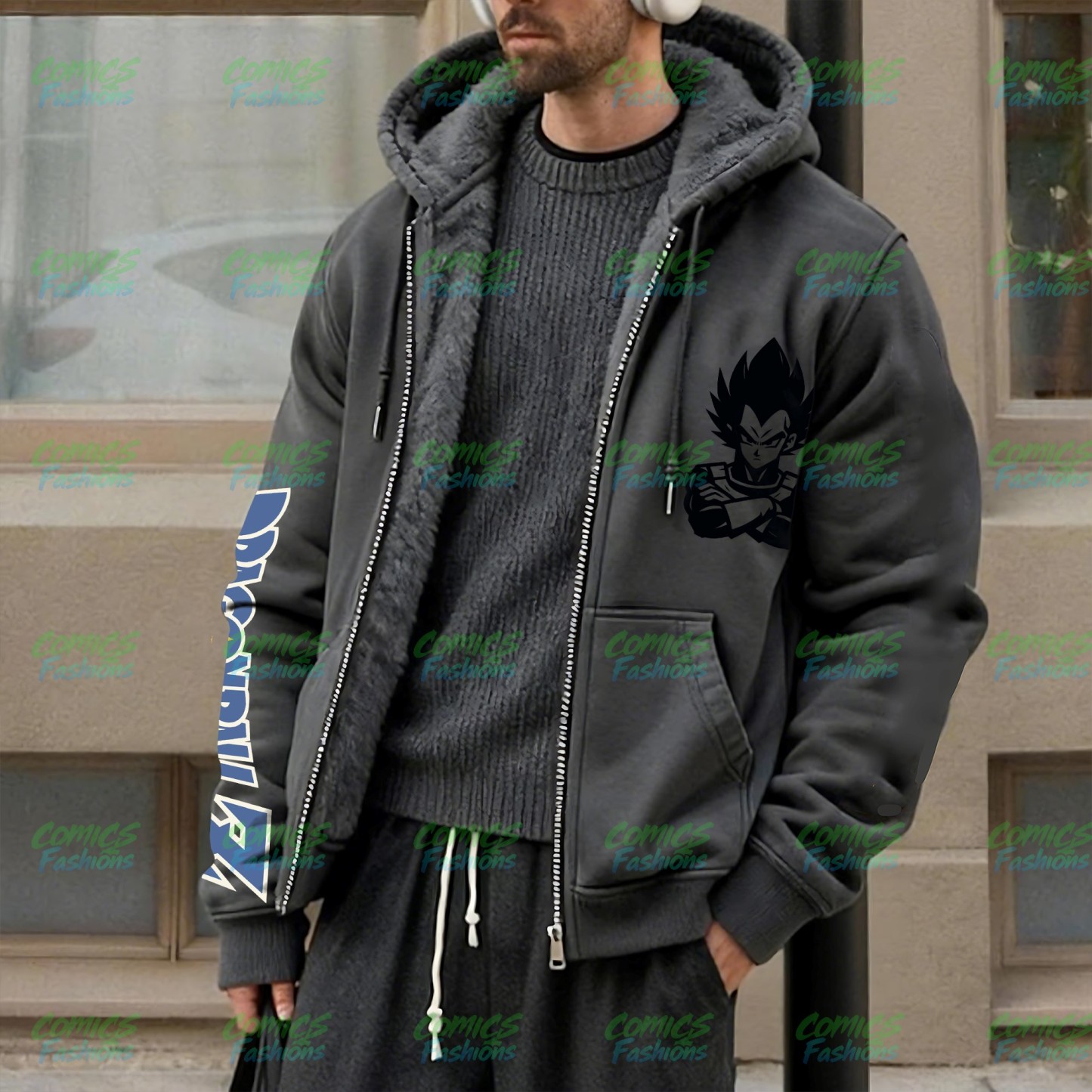 Unisex Graphic Streetwear Vintage Zipper Cardigan Plush Hoodie