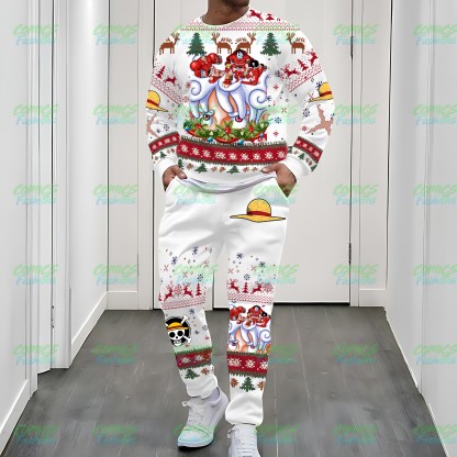 Unisex Anime 3D Print Fleece Sweatshirt and Pants Set