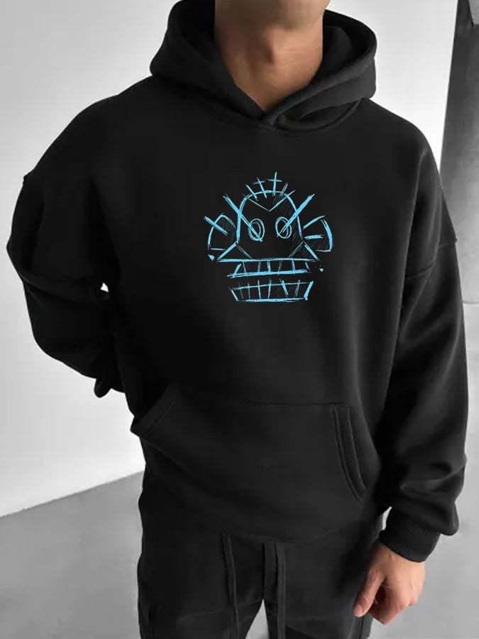 (Plus Velvet)Men's Stylish Comic Print Hoodie