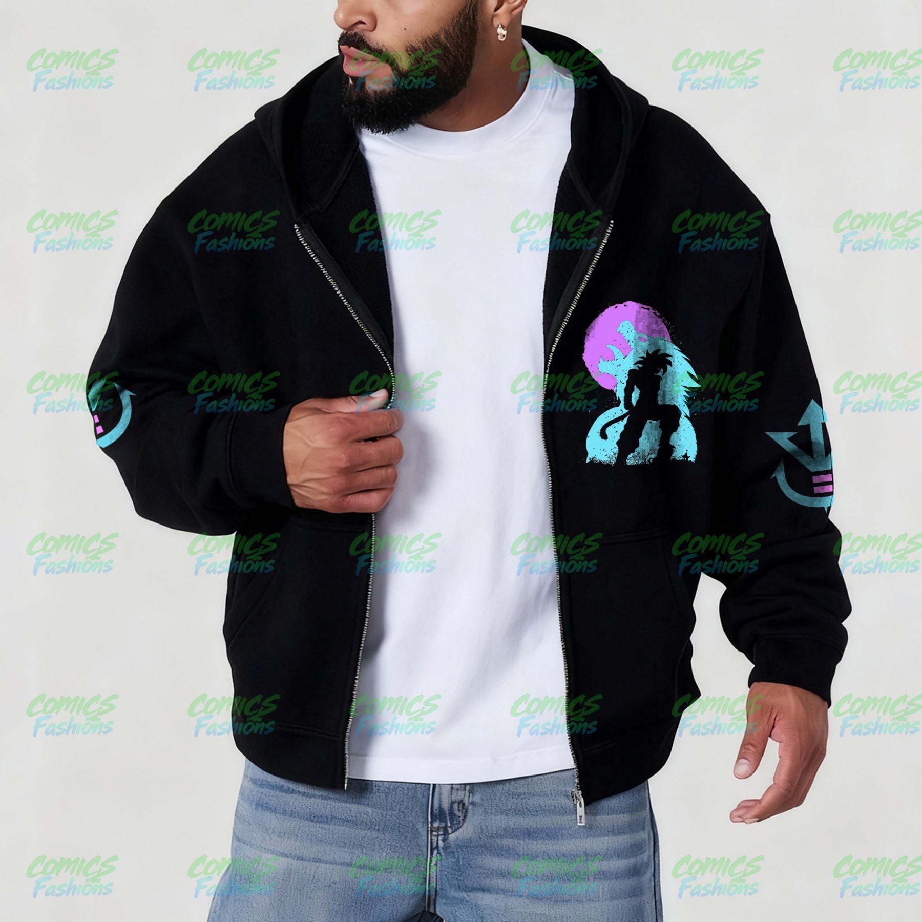 Unisex Graphic Streetwear Vintage Zipper Cardigan Plush Hoodie