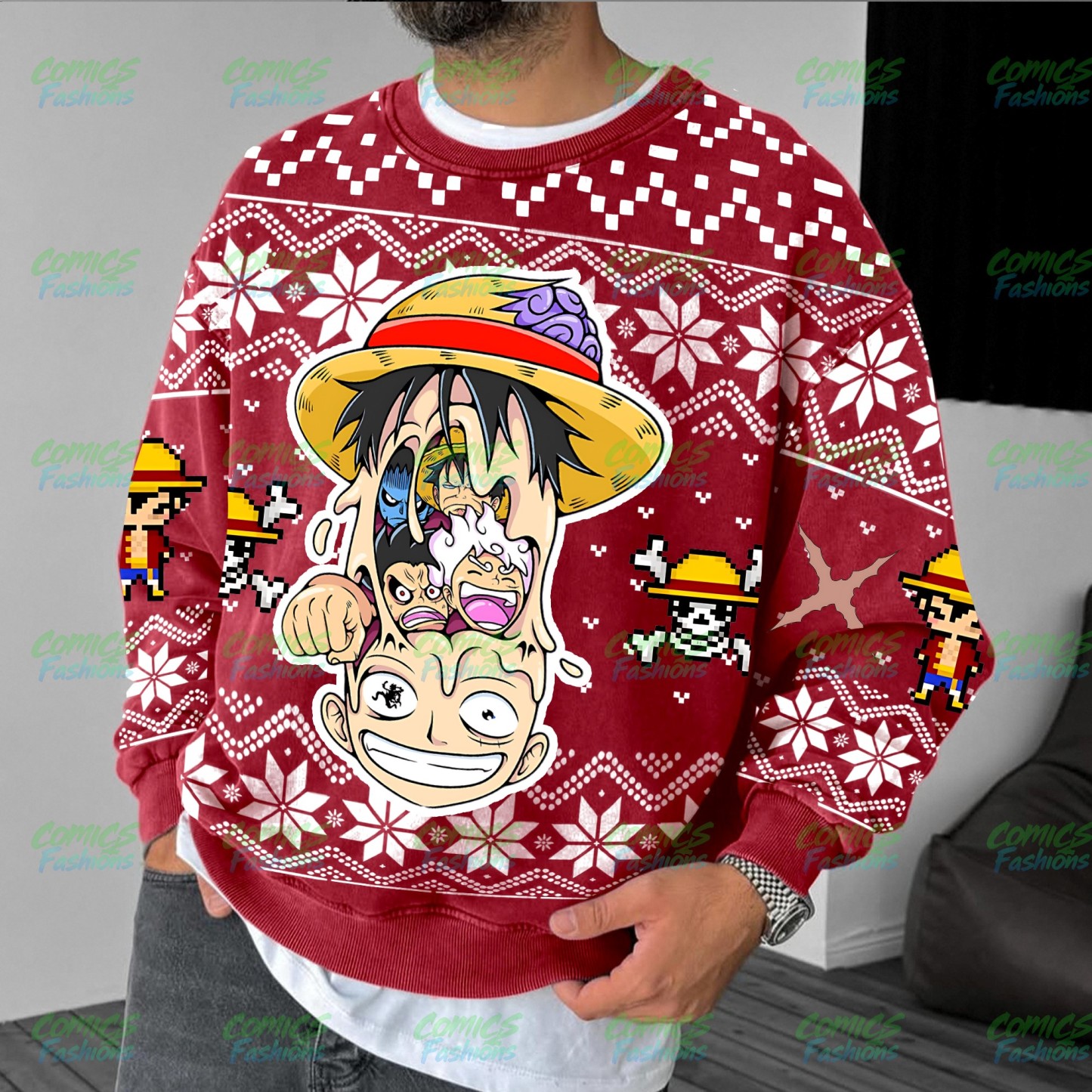 Plus Velvet Unisex Anime Inspired Vintage Sweatshirt