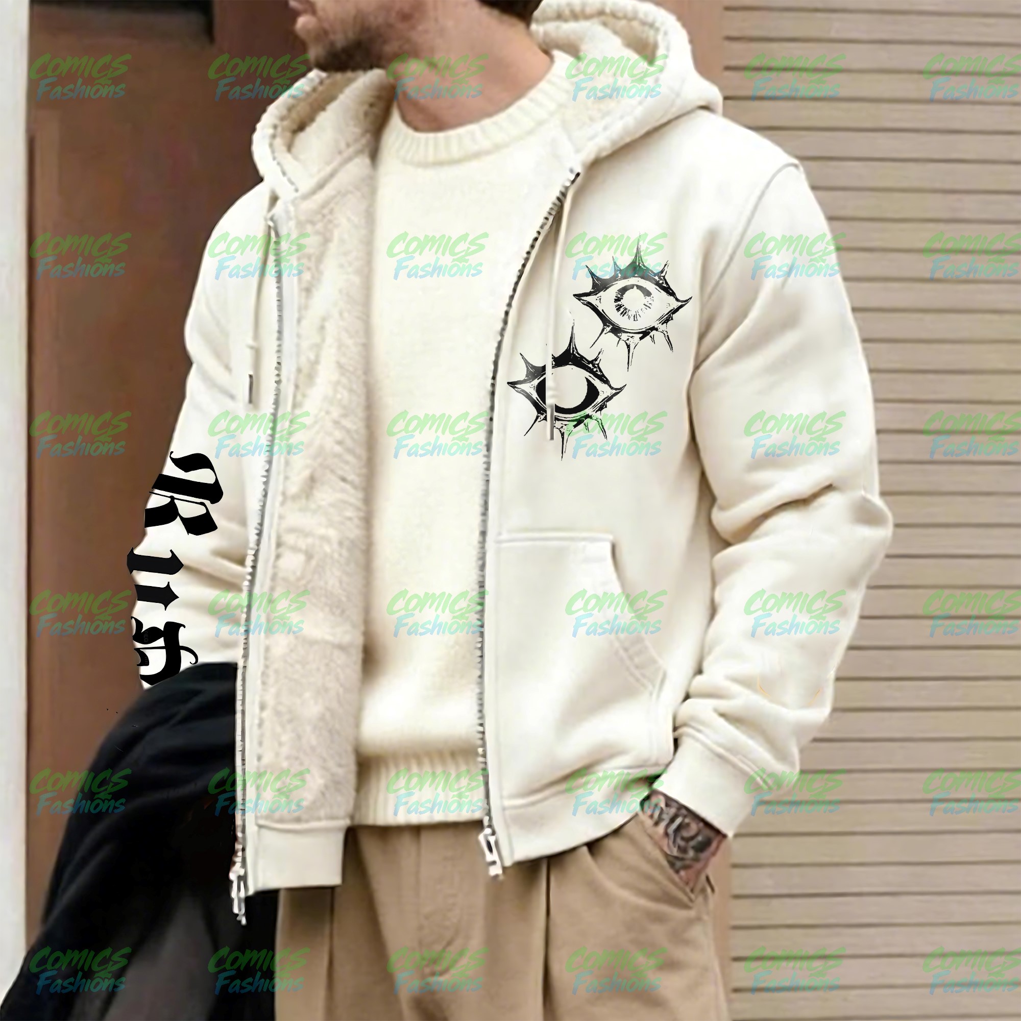 Unisex Graphic Streetwear Vintage Zipper Cardigan Plush Hoodie