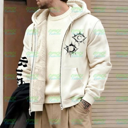 Unisex Graphic Streetwear Vintage Zipper Cardigan Plush Hoodie