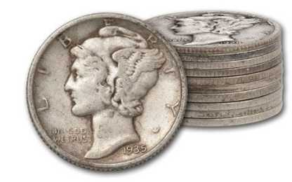 1916-1945 10 Cent Mercury Silver