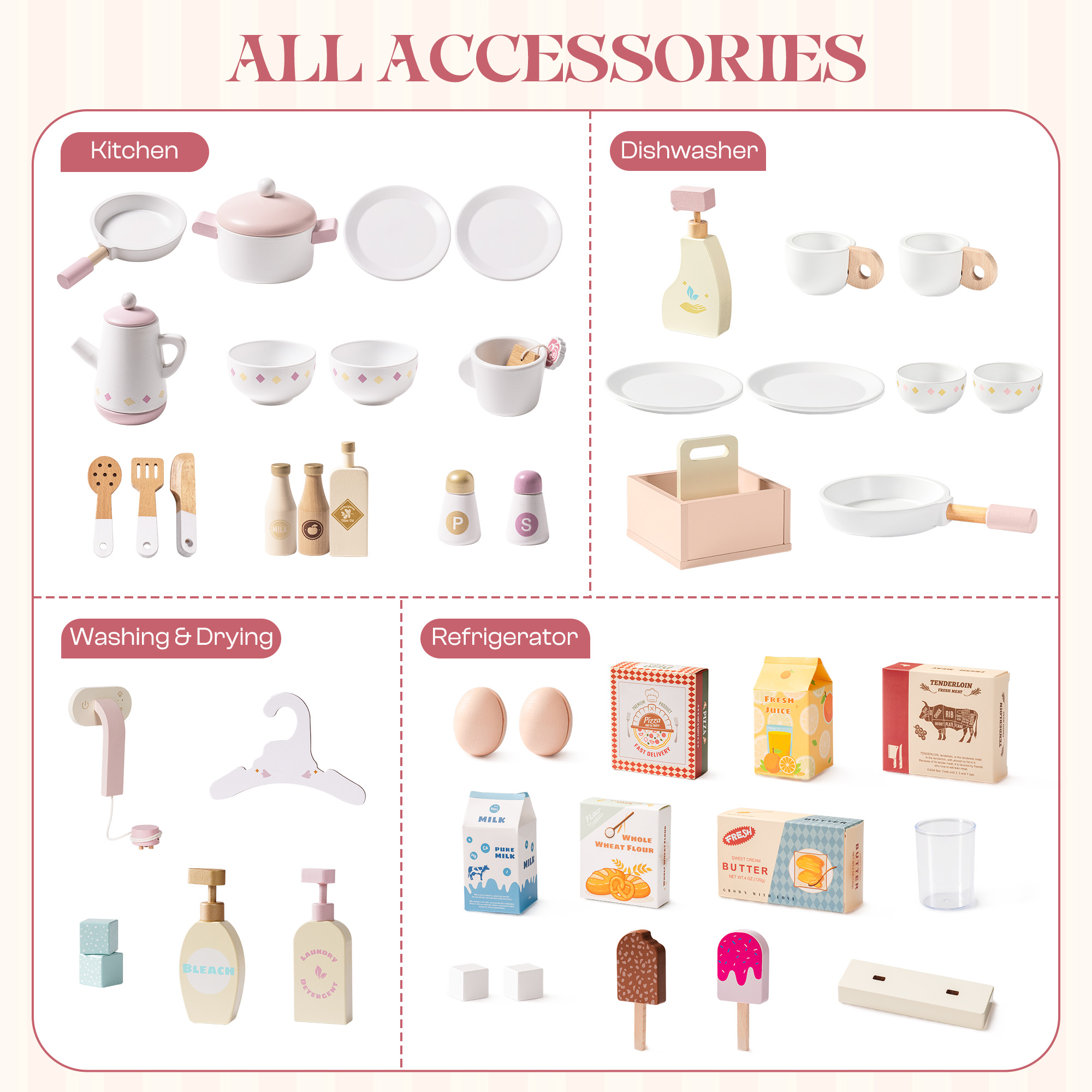 Robud Holz Kinder Küche Spielset Serie - Rosa