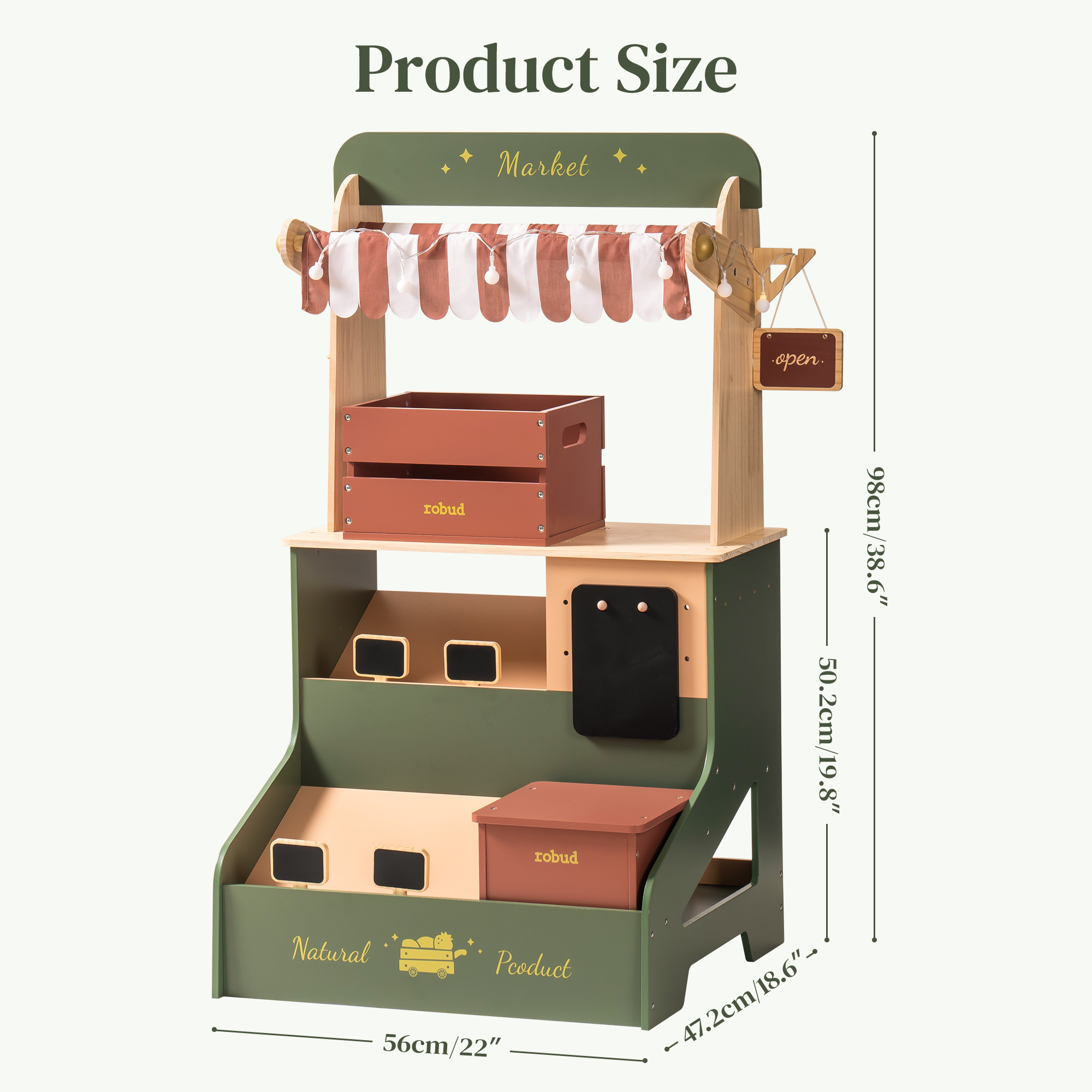 ROBUD Holz Lebensmittelgeschäft Spielset - Starlight Marktstand