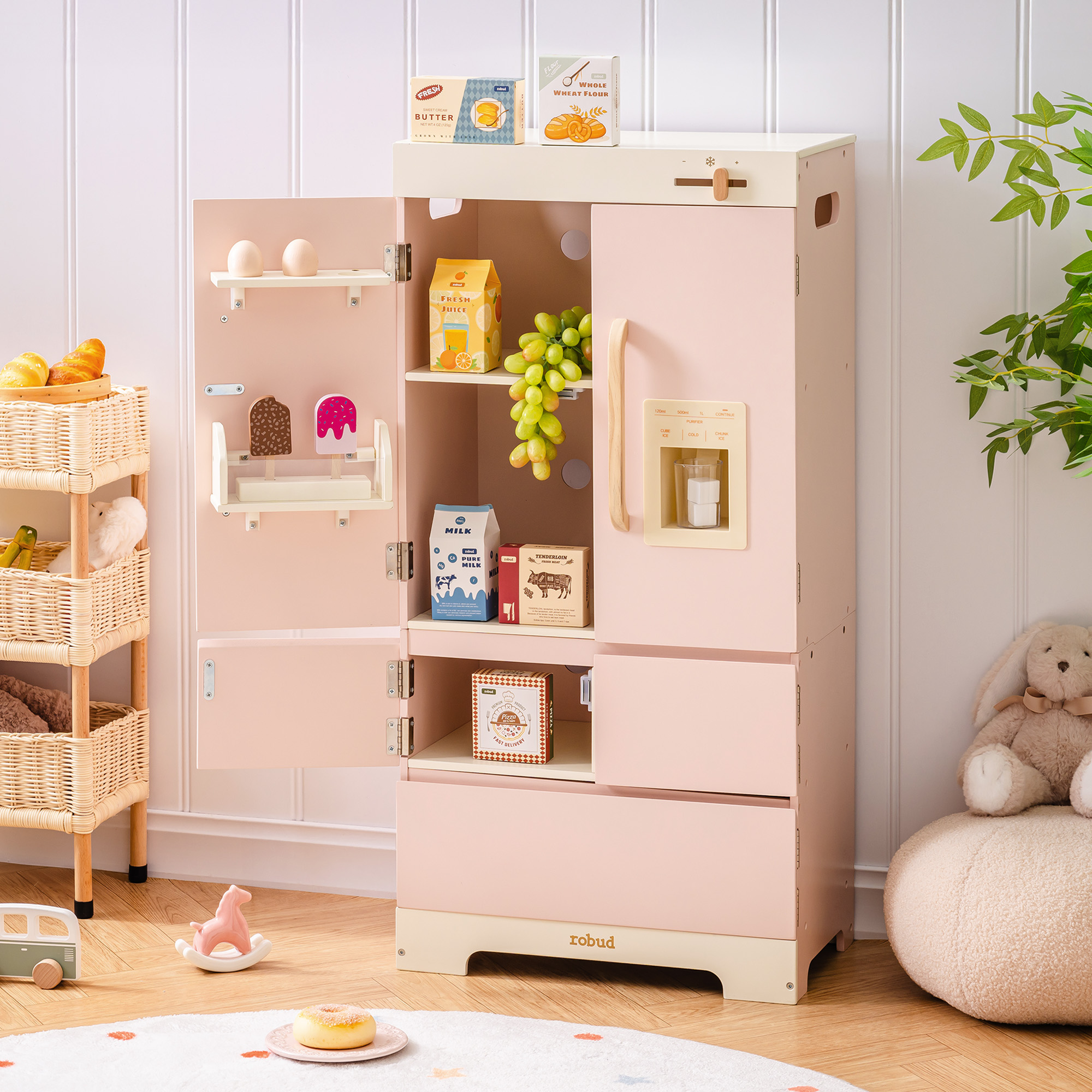 ROBUD Rosa Kühlschrank aus Holz