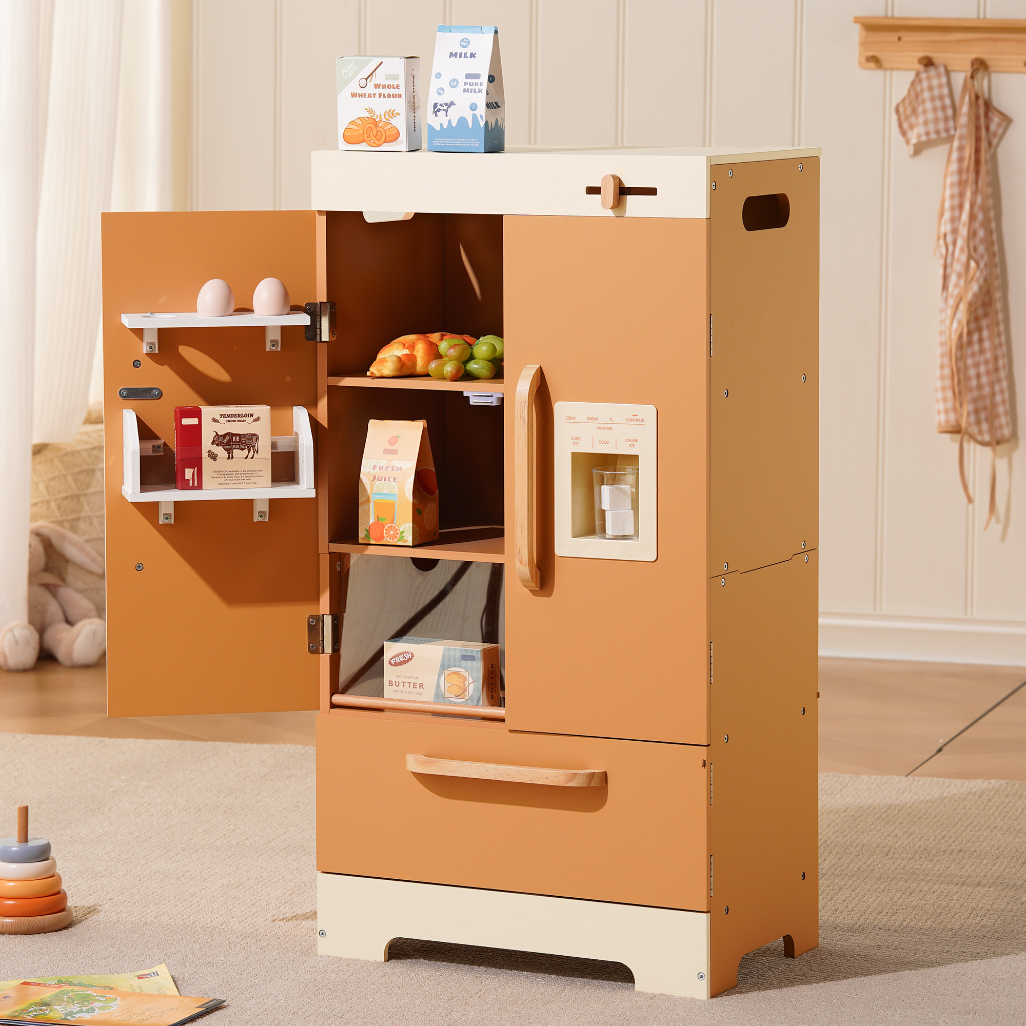 ROBUD Wooden Caramel Refrigerator