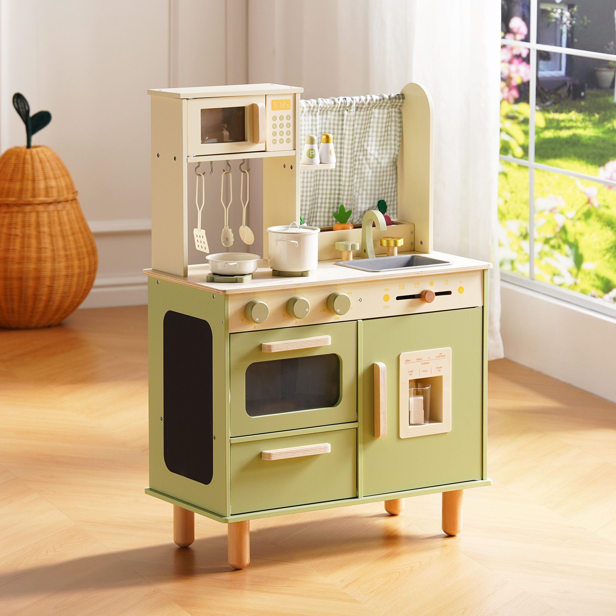 ROBUD Wooden Pretend Play Kitchen Set for Kids