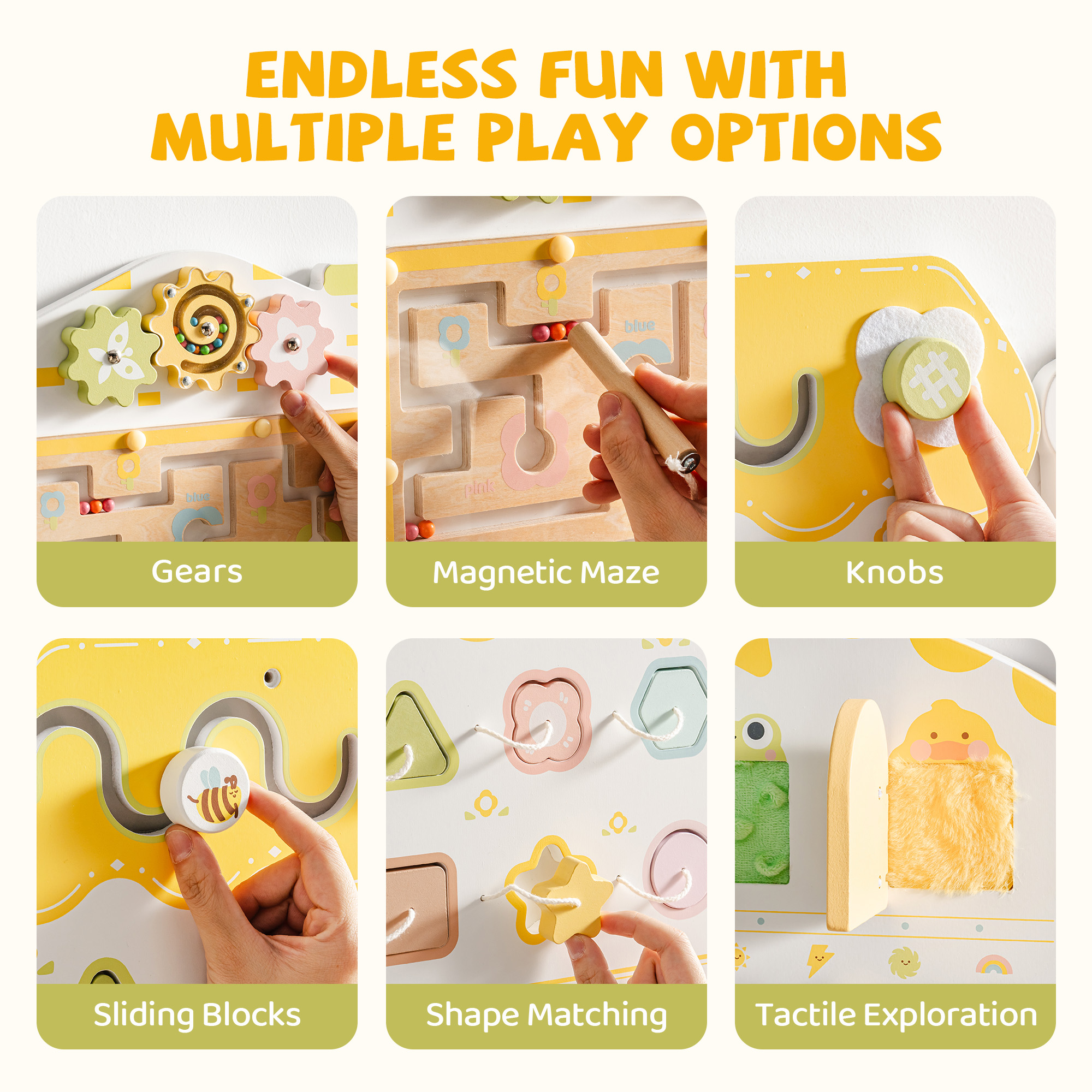 ROBUD Wooden Spring Train Busy Board