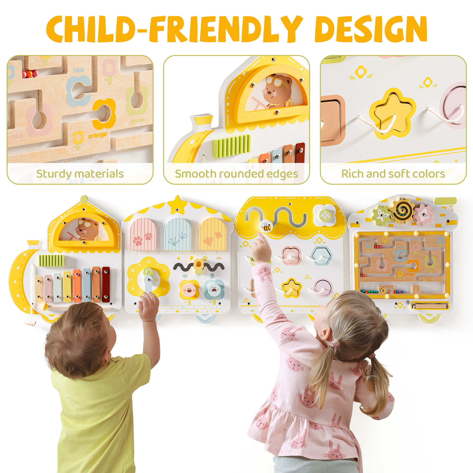 ROBUD Wooden Spring Train Busy Board