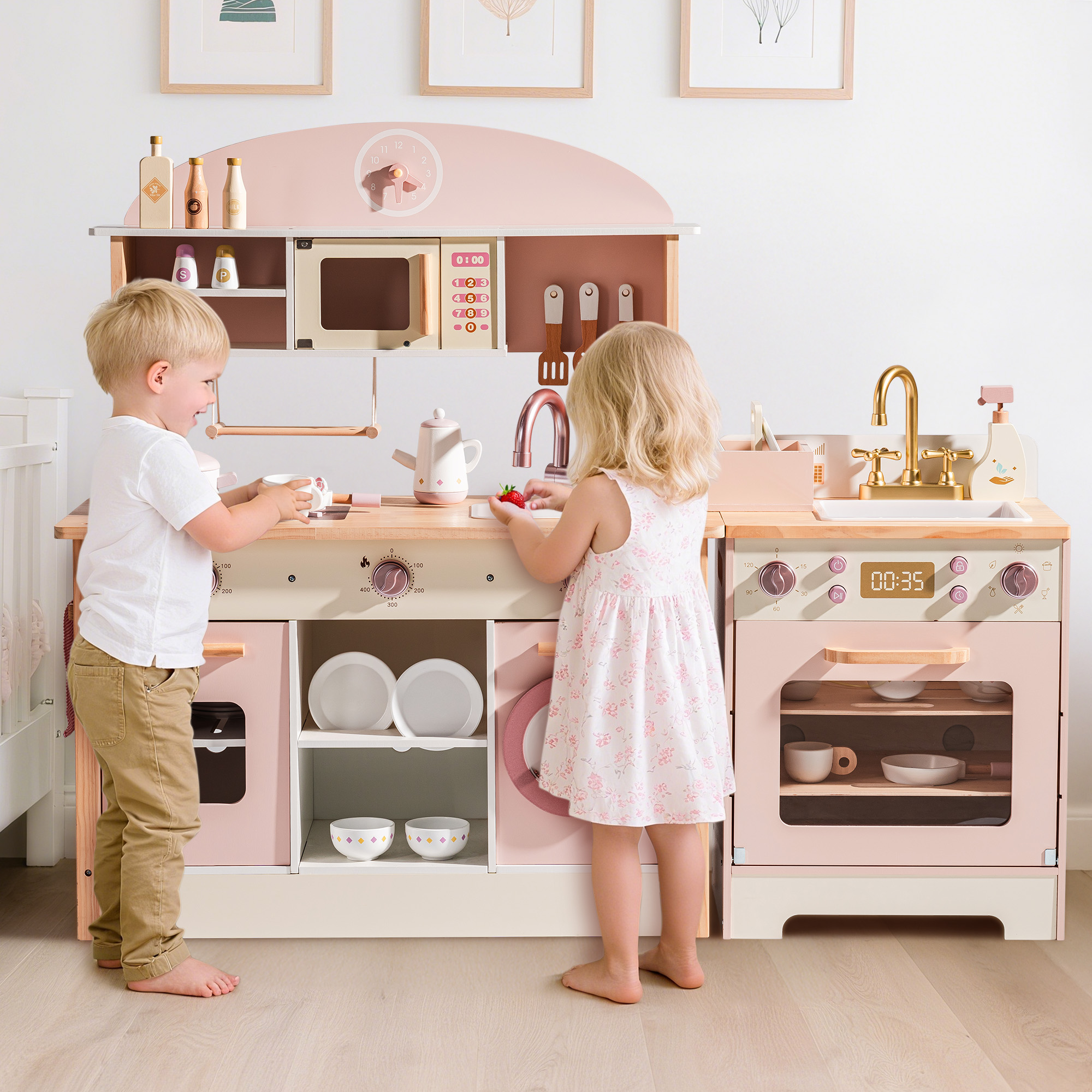 Robud Holz Kinder Küche Spielset Serie - Rosa