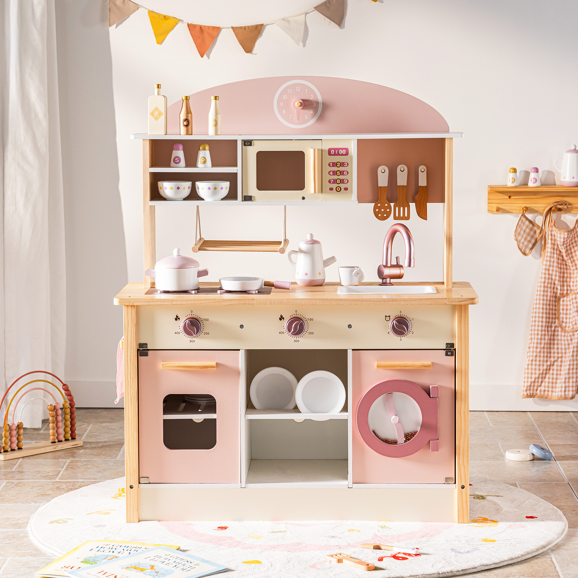Robud Holz Kinder Küche Spielset Serie - Rosa