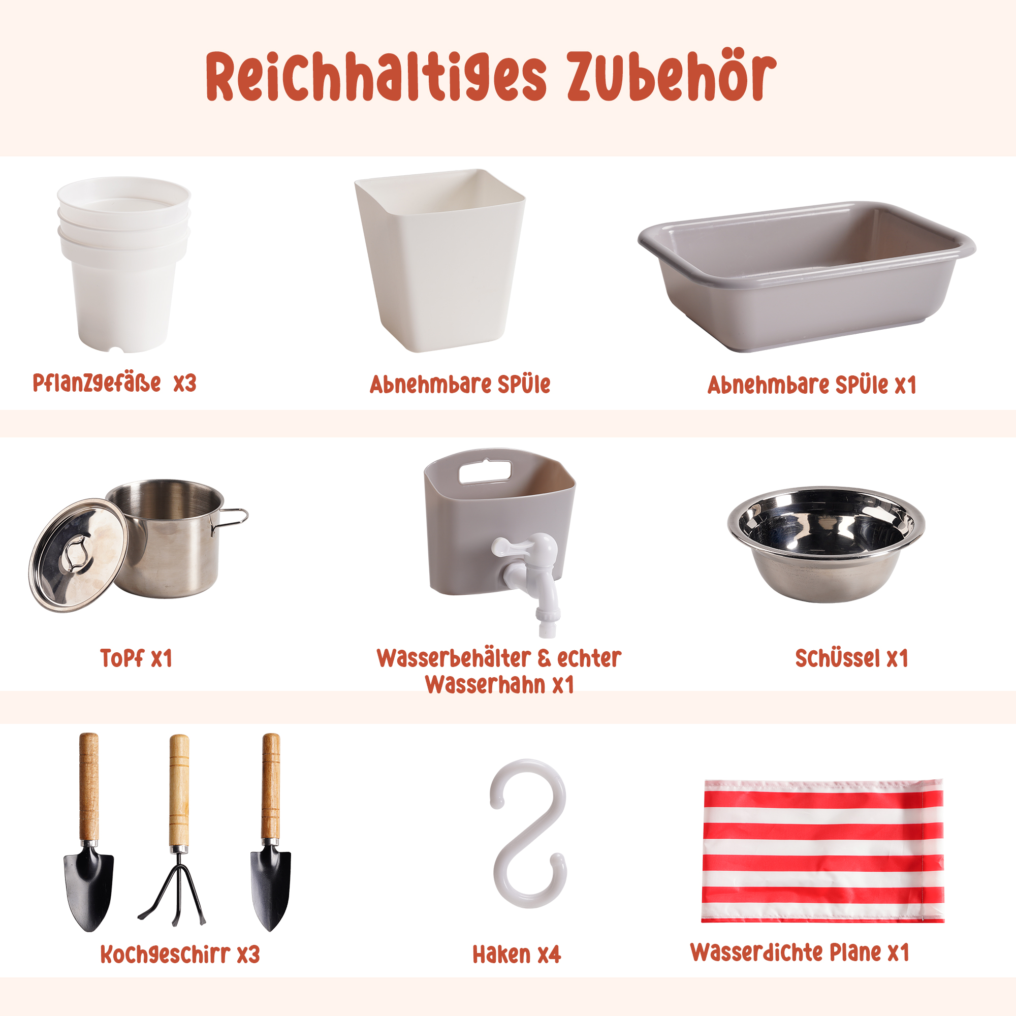 ROBUD Matschküche für Kinder im Freien mit Sonnendach