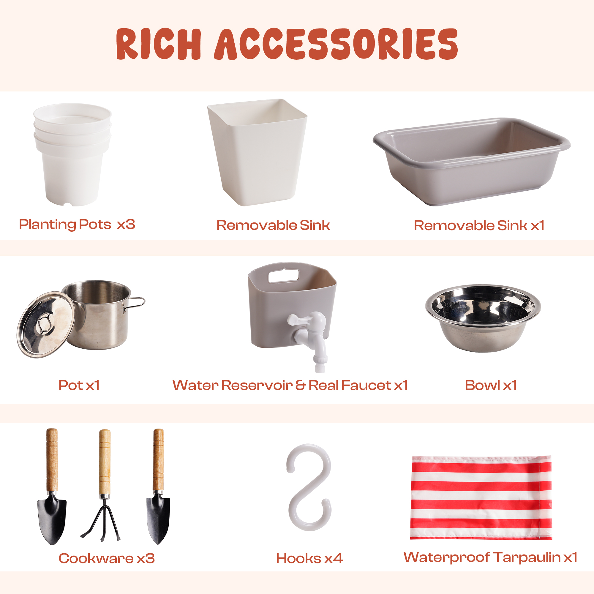 ROBUD Mud Kitchen for Kids Outdoor with Canopy