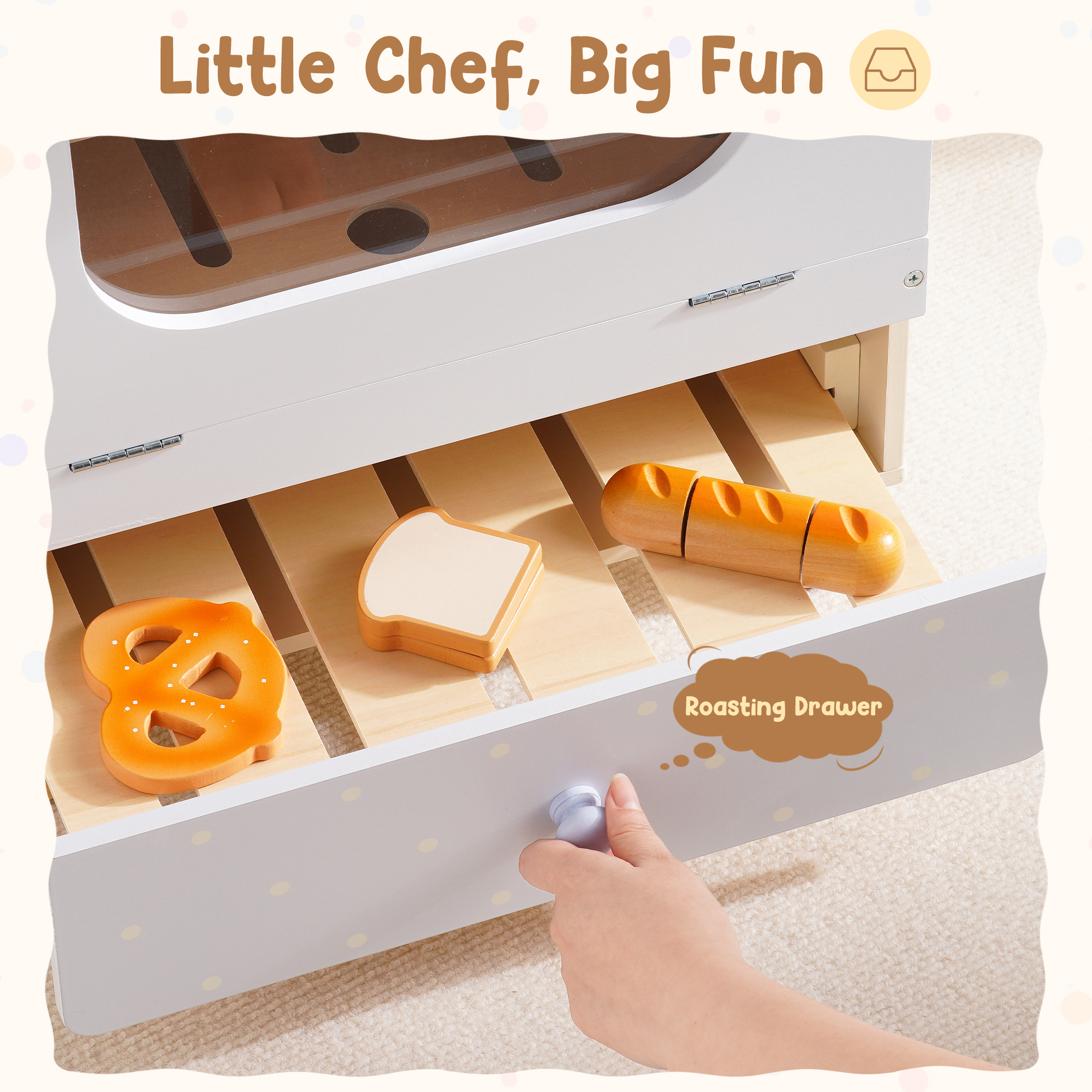 ROBUD Wooden Play Kitchen Set with Toy Oven