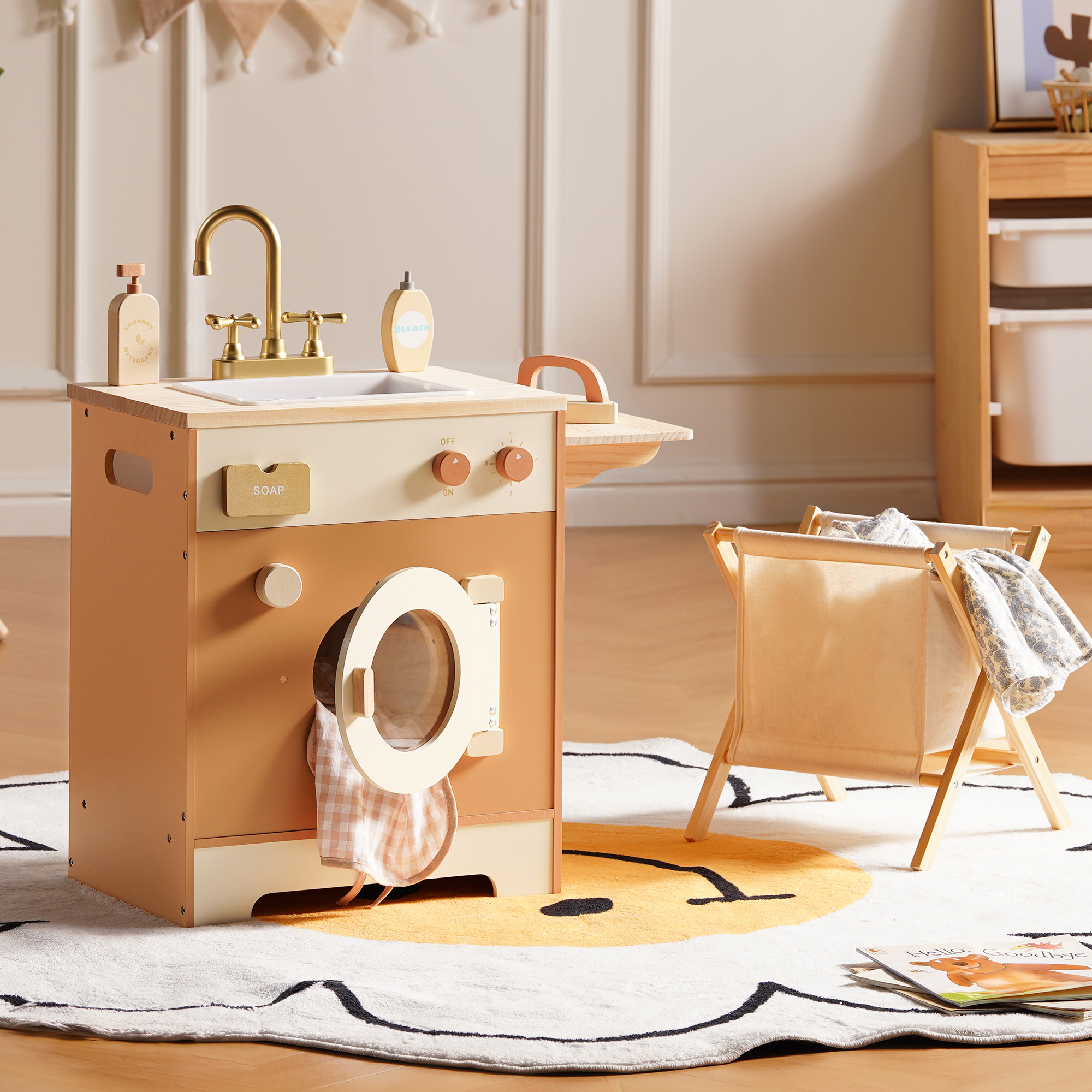 Robud Wooden Laundry Playset - Caramel