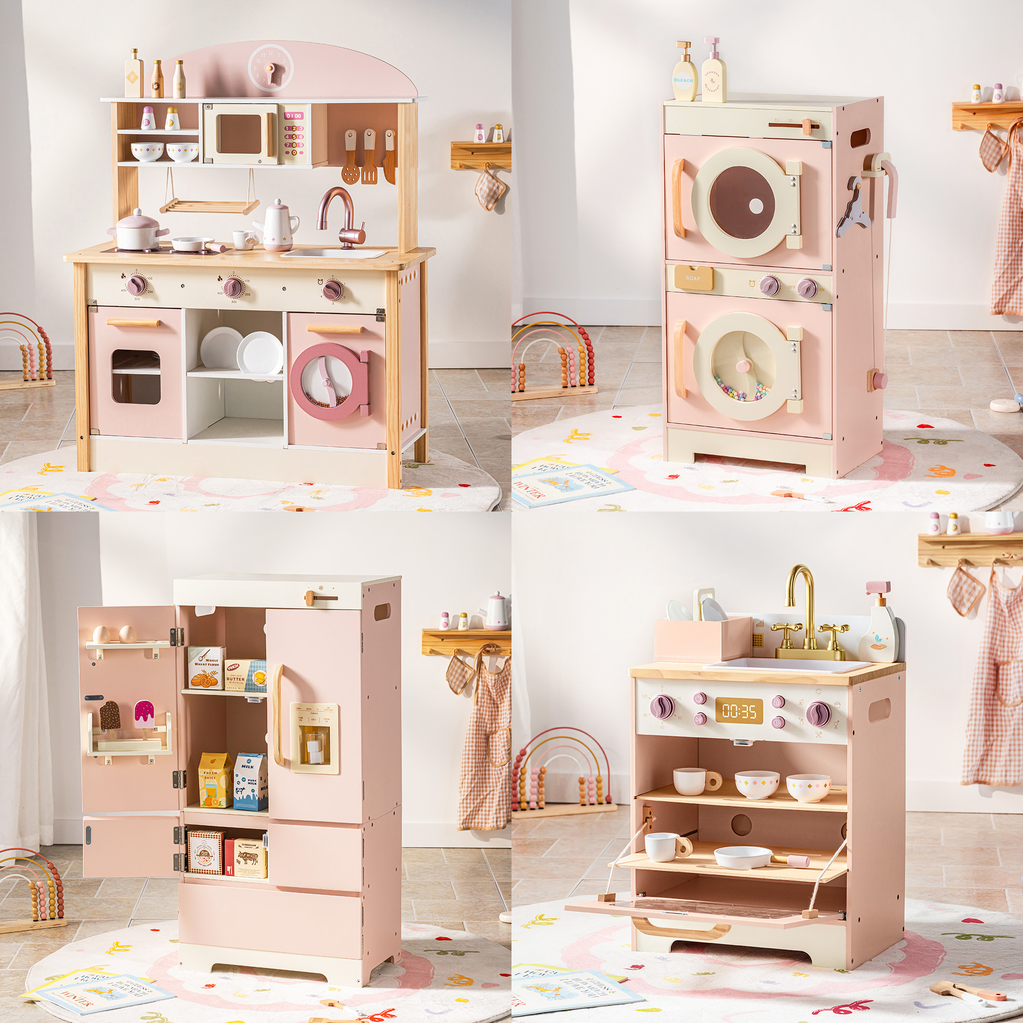 Robud Holz Kinder Küche Spielset Serie - Rosa