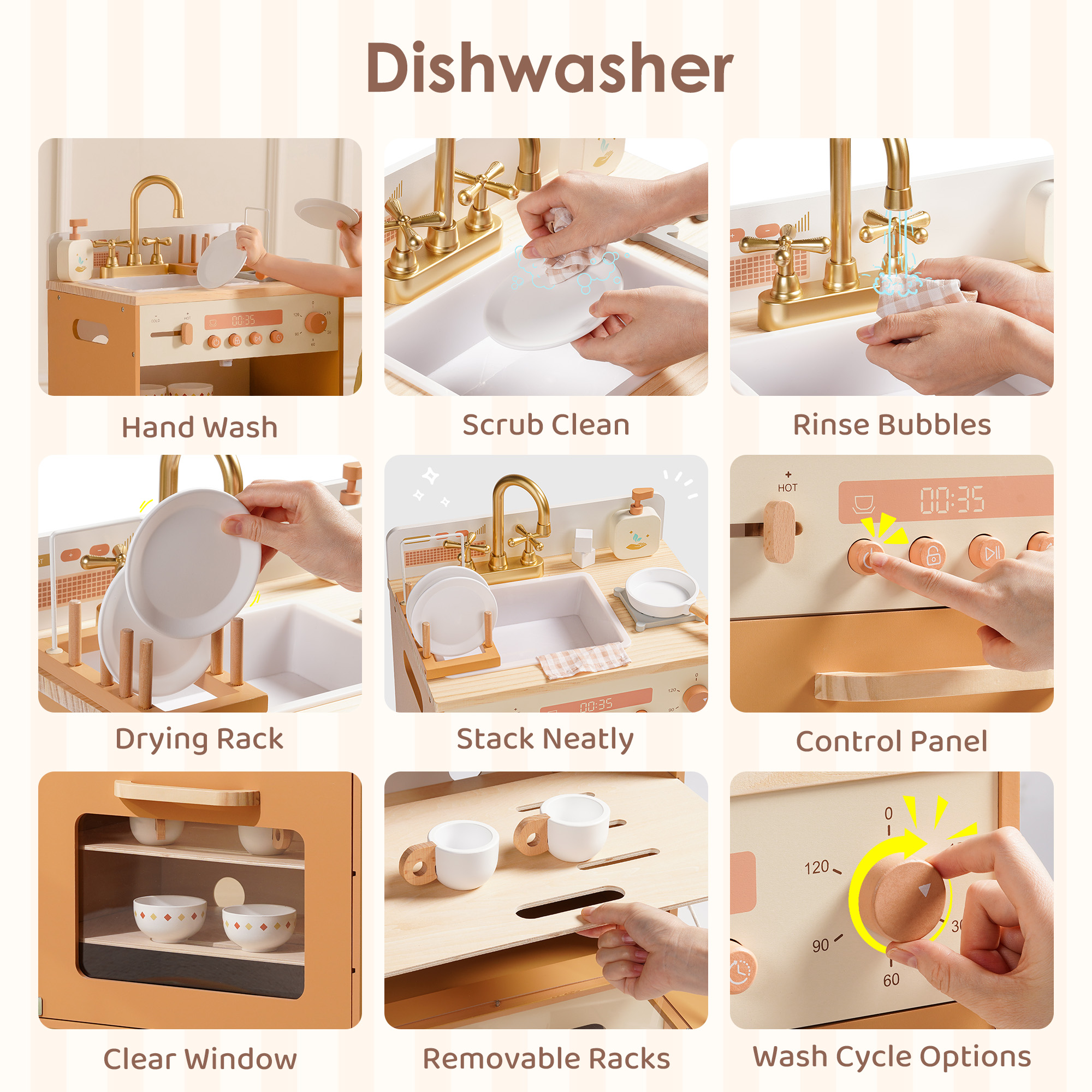 Robud Wooden Kids Kitchen PlaySet Series - Caramel