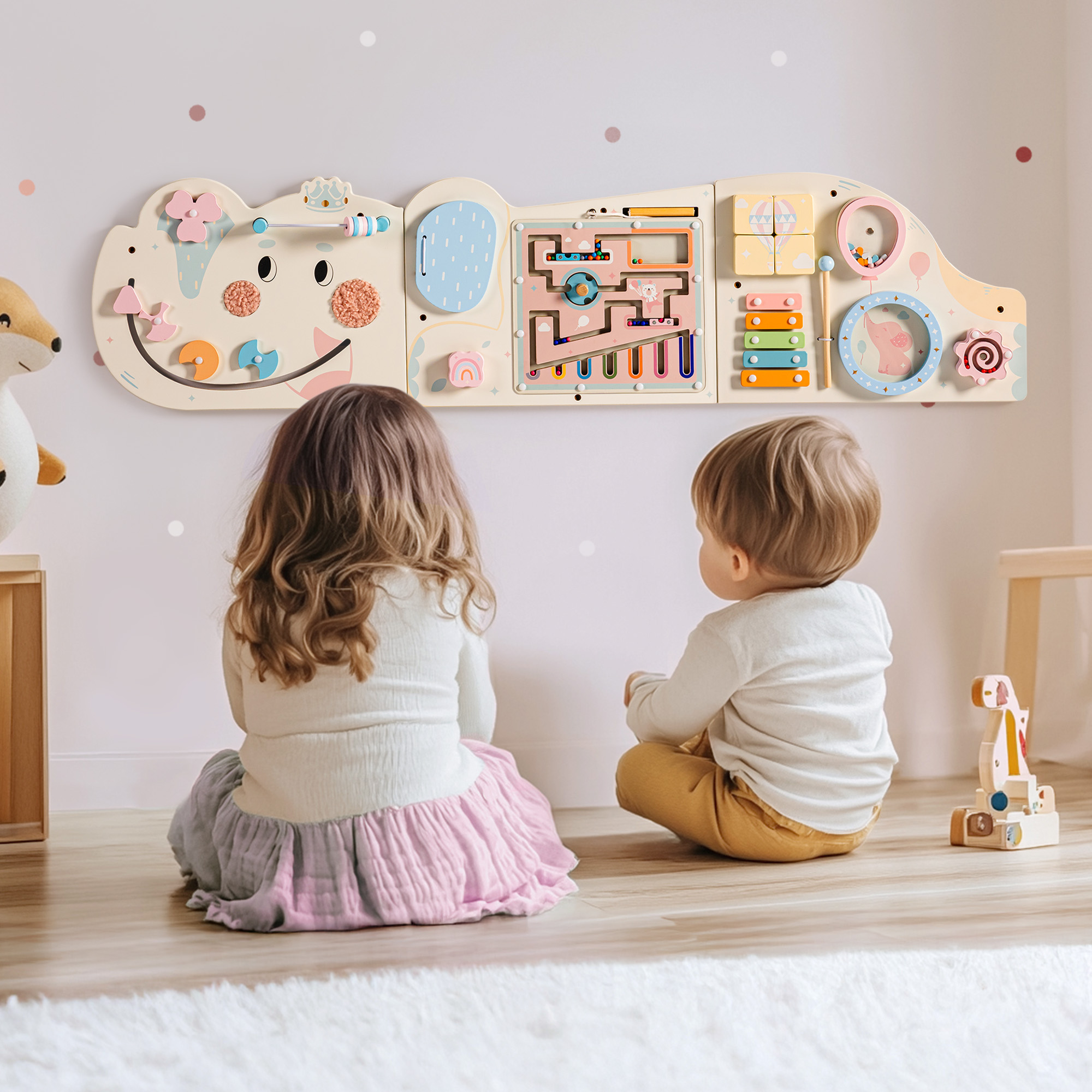 ROBUD Wooden Cream Elephant Busy Board