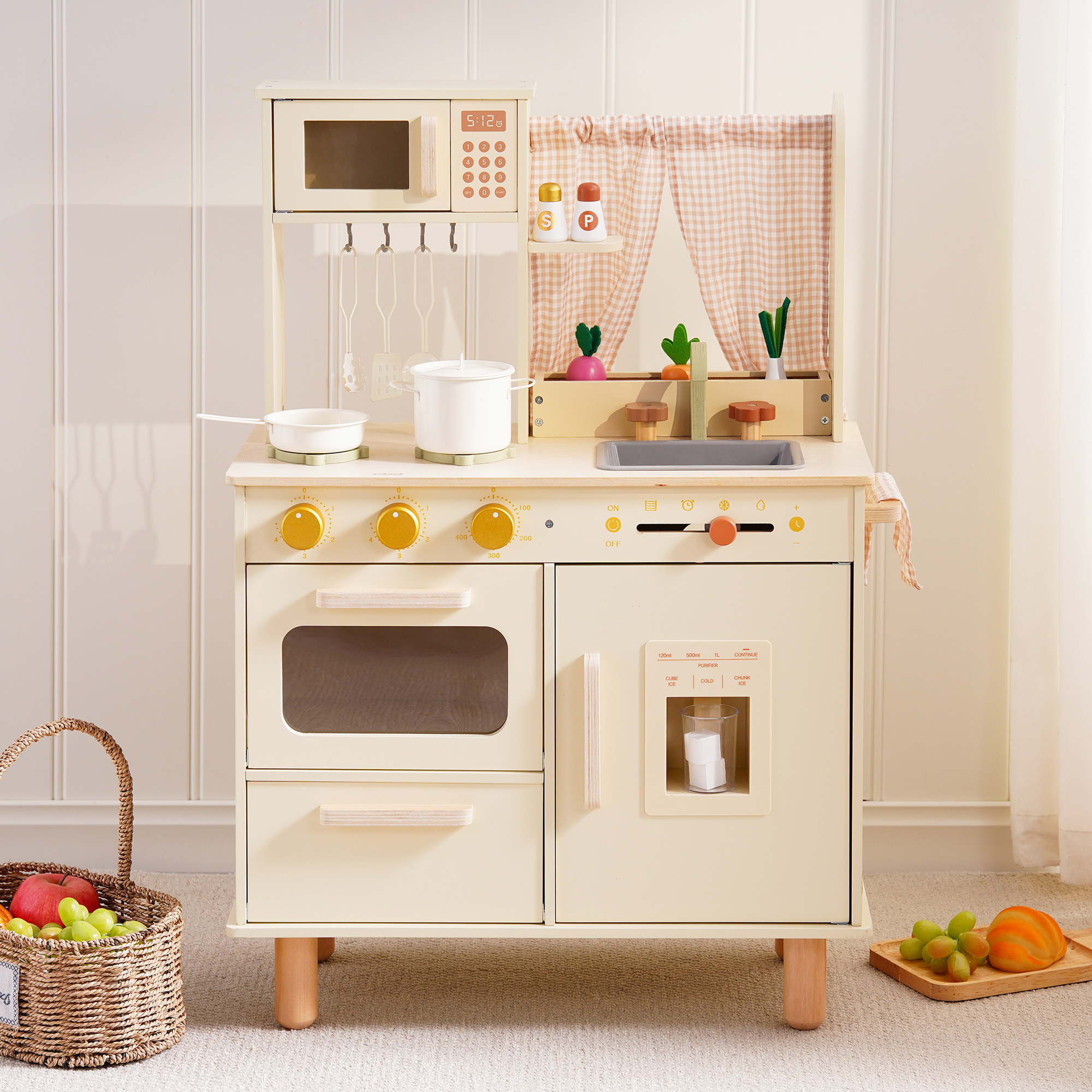 ROBUD Wooden Pretend Play Kitchen Set for Kids