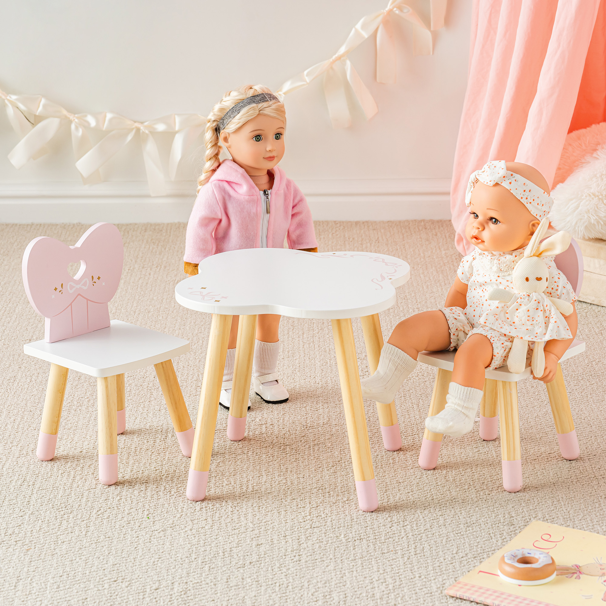 ROBUD 18 Inch Dolls Table Chairs Set