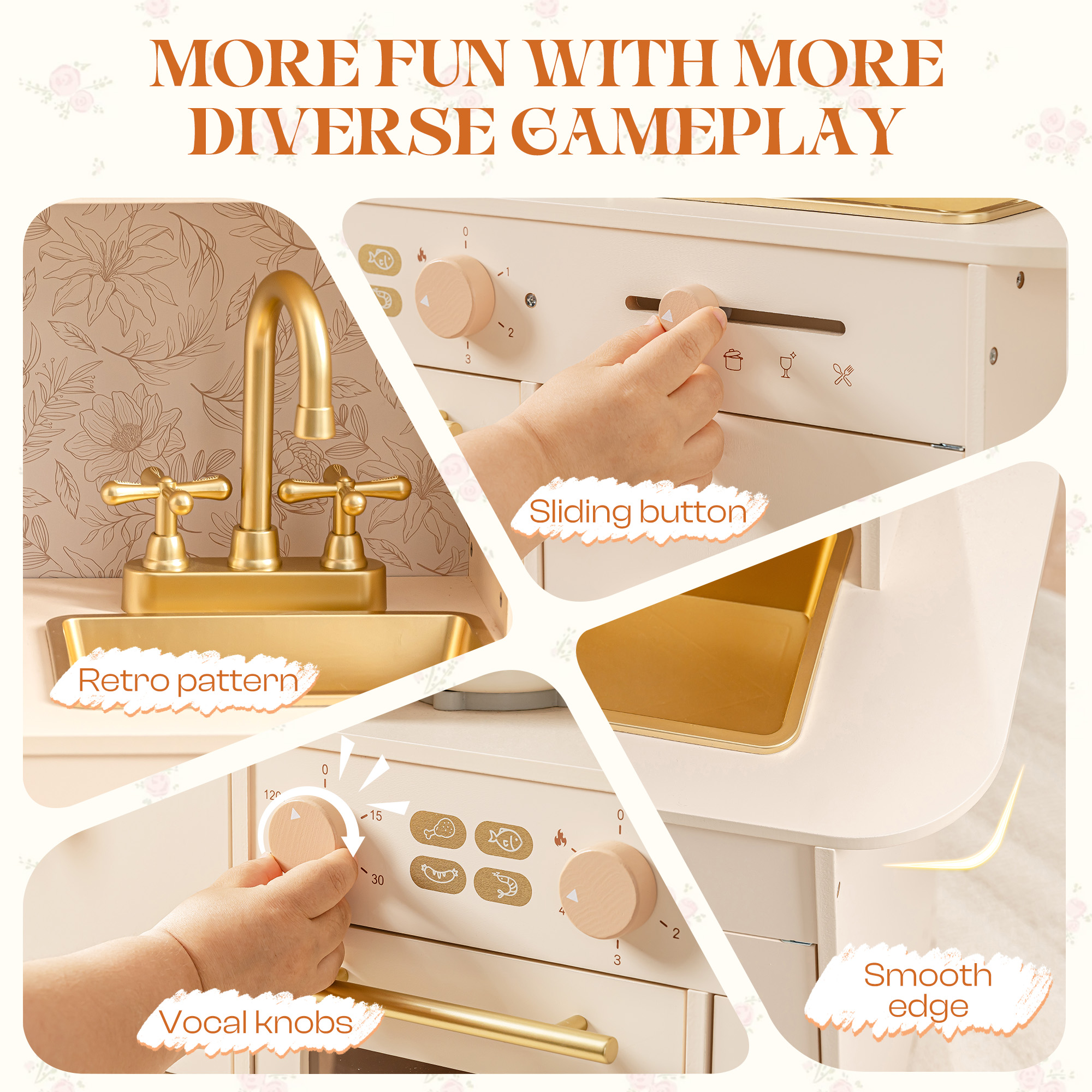 ROBUD Holzküche mit Blumenmuster