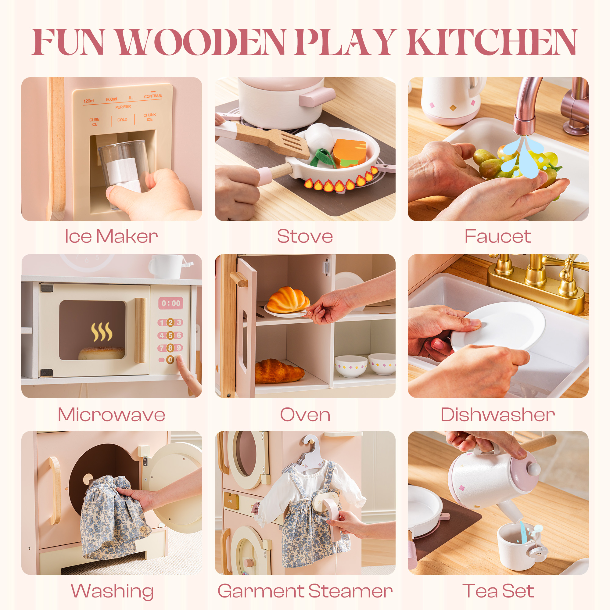 Robud Holz Kinder Küche Spielset Serie - Rosa