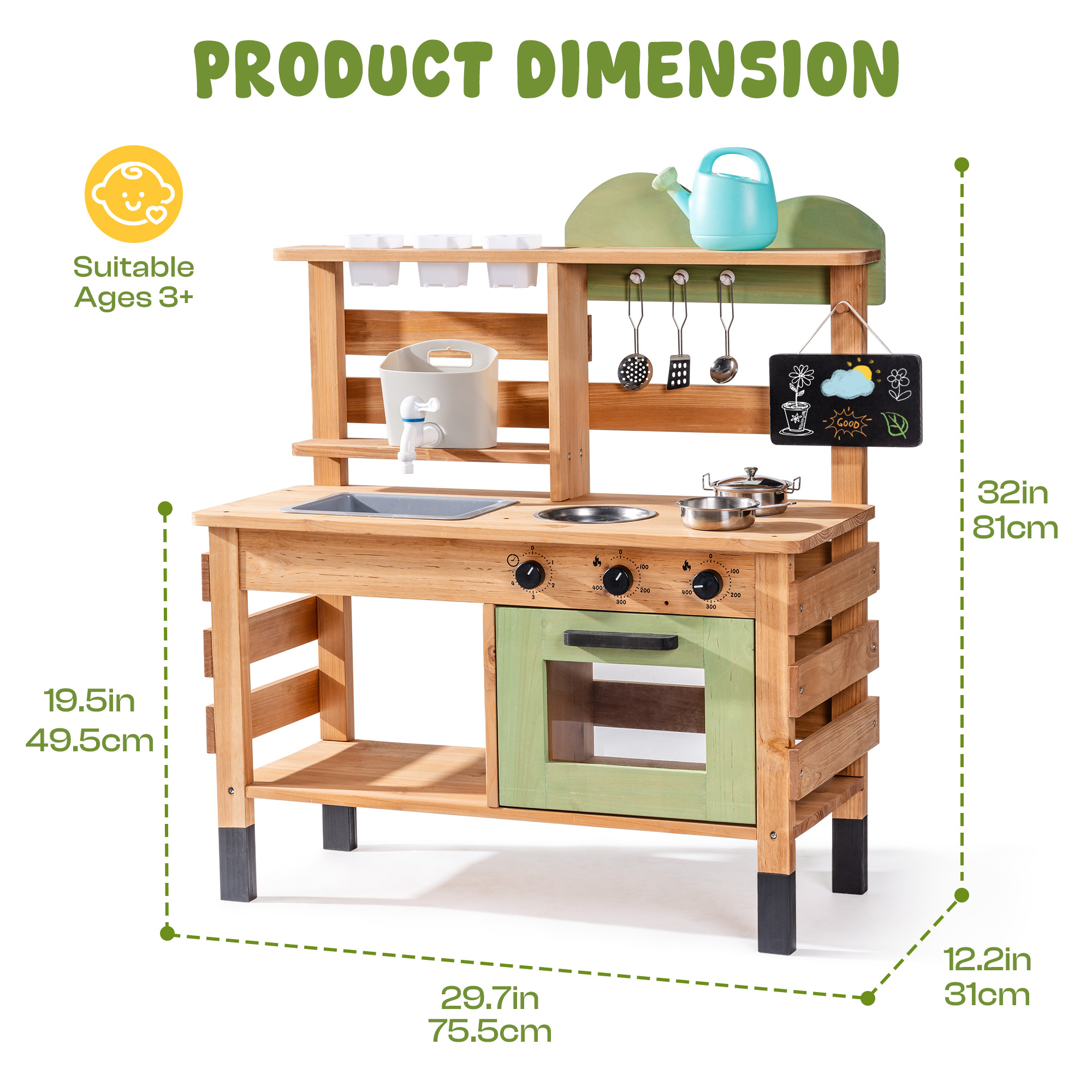 ROBUD Outdoor Mud Play Kitchen  with Removable Sink