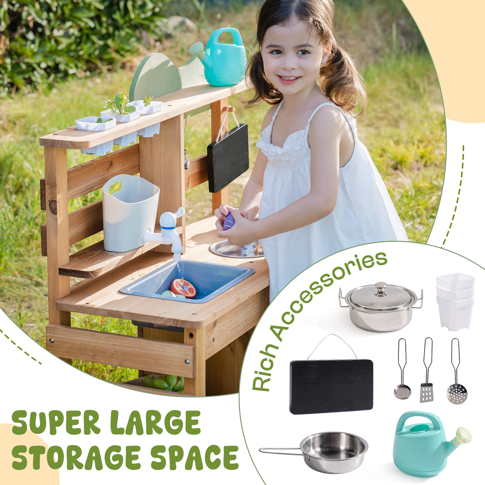ROBUD Outdoor Mud Play Kitchen  with Removable Sink