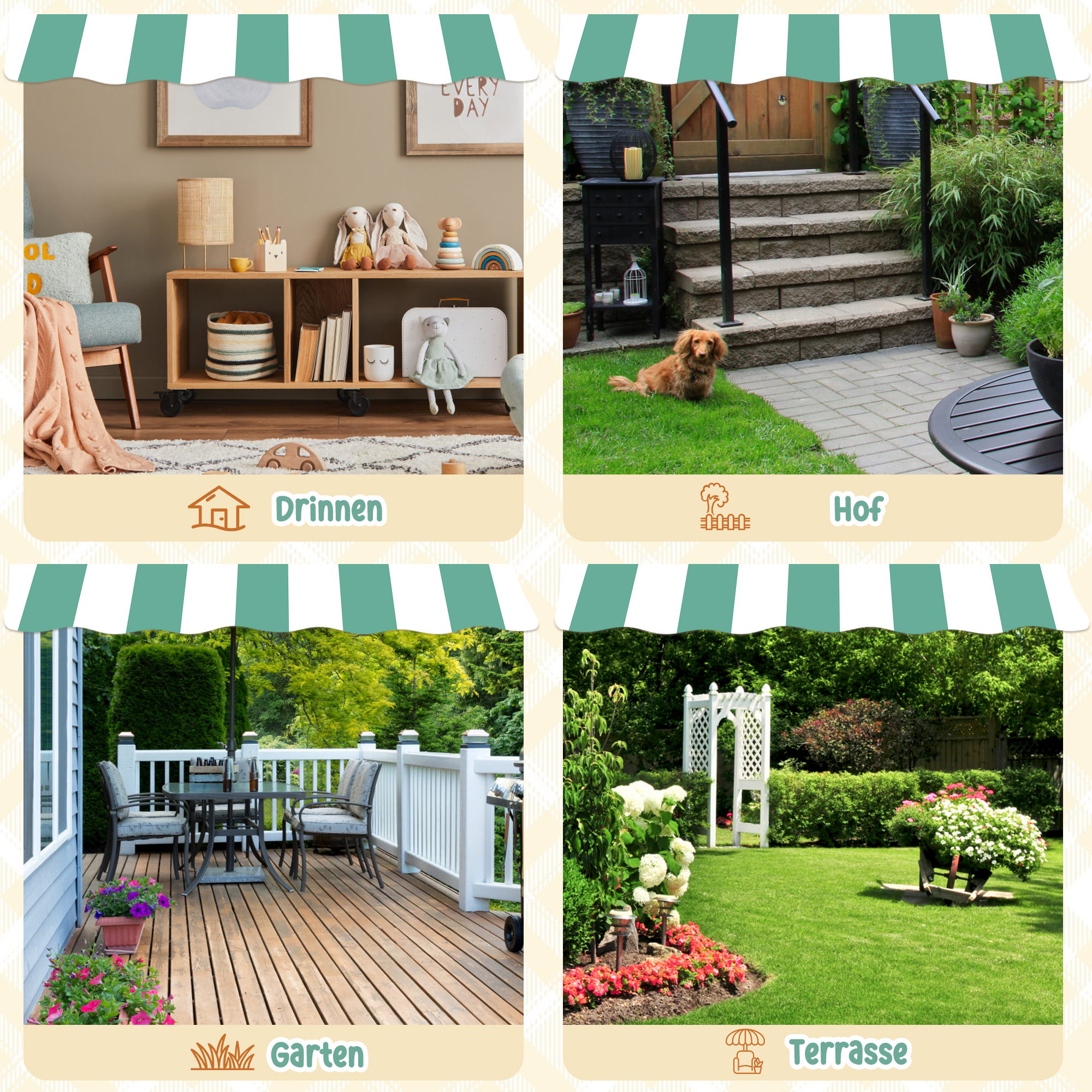 ROBUD Schlammküche für Kinder im Freien mit Sonnendach und Rädern