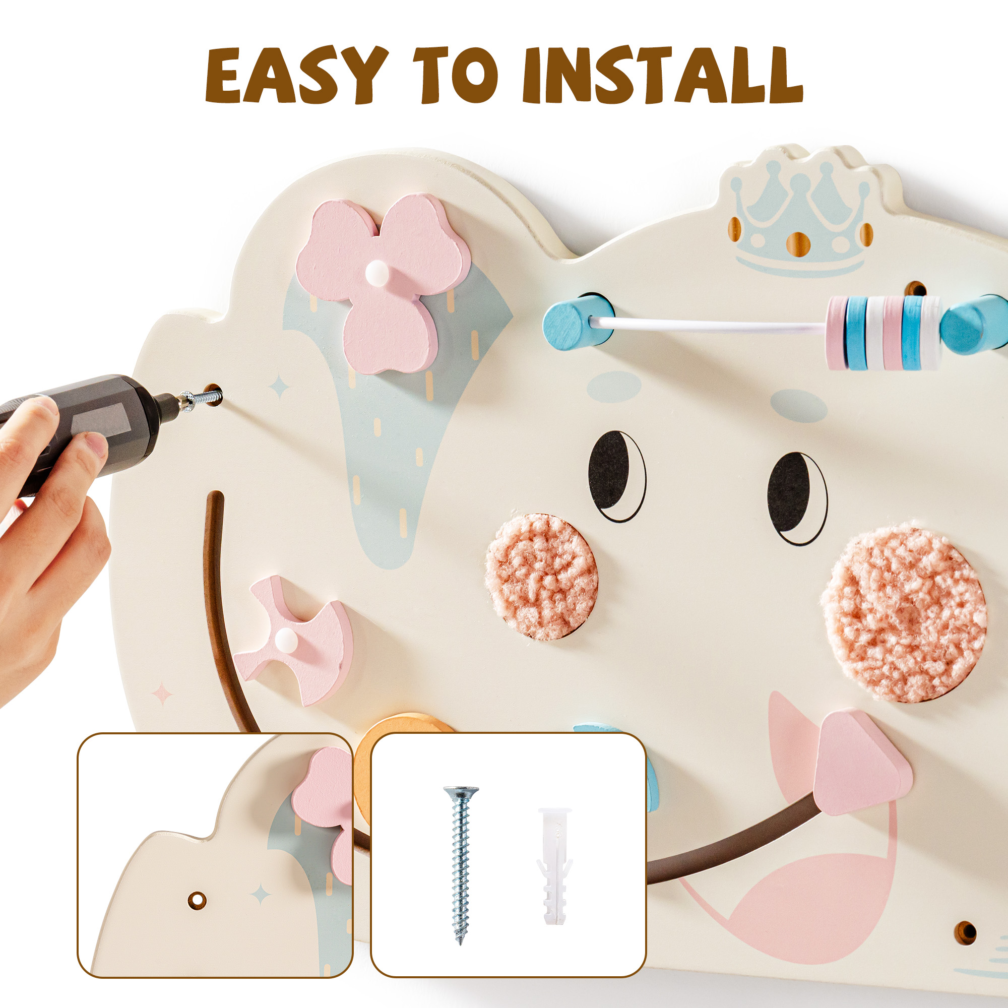 ROBUD Wooden Cream Elephant Busy Board