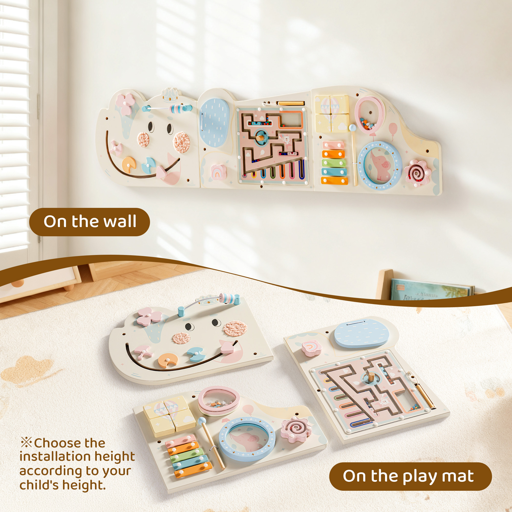 ROBUD Wooden Cream Elephant Busy Board