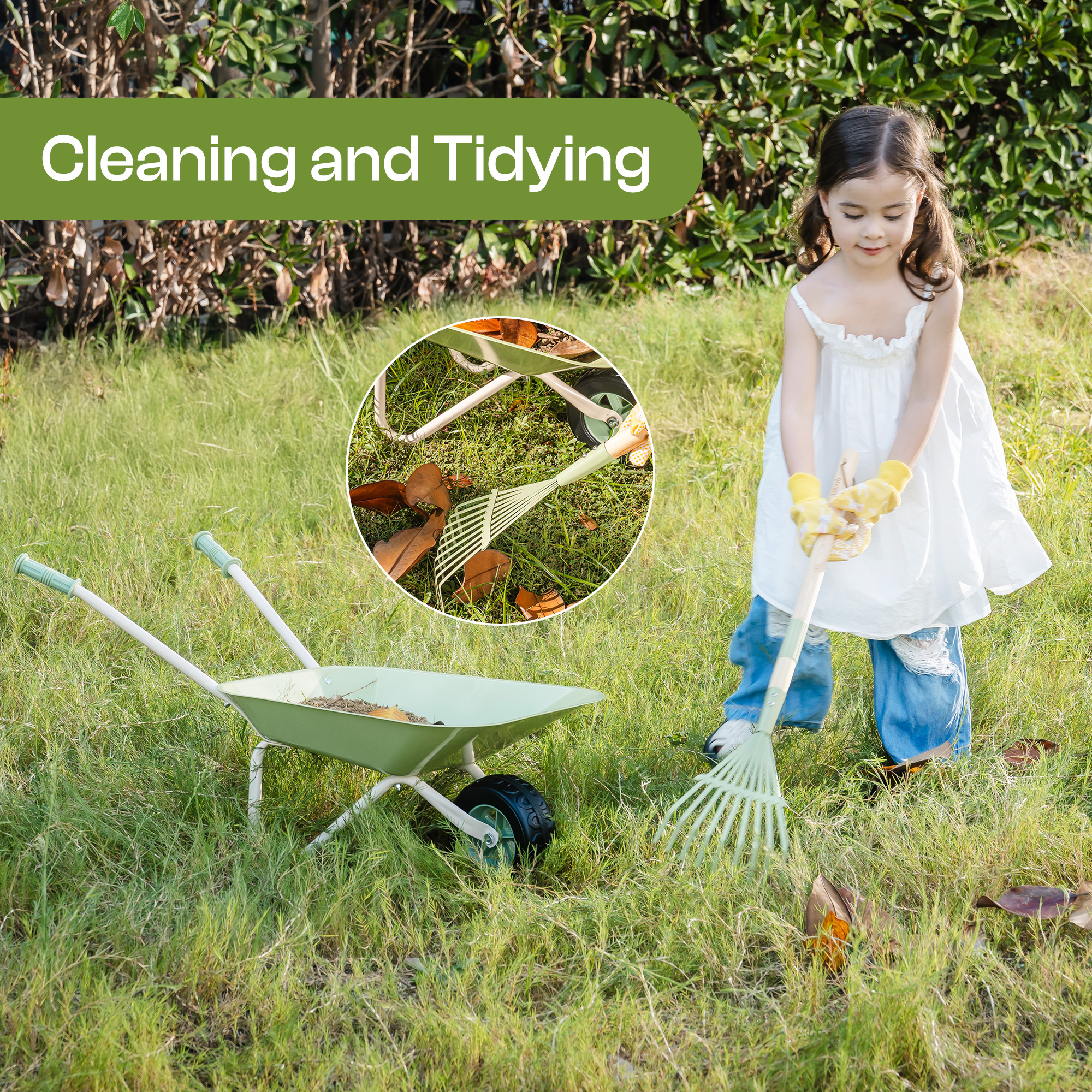 ROBUD Kids Wheelbarrow with Gardening Set