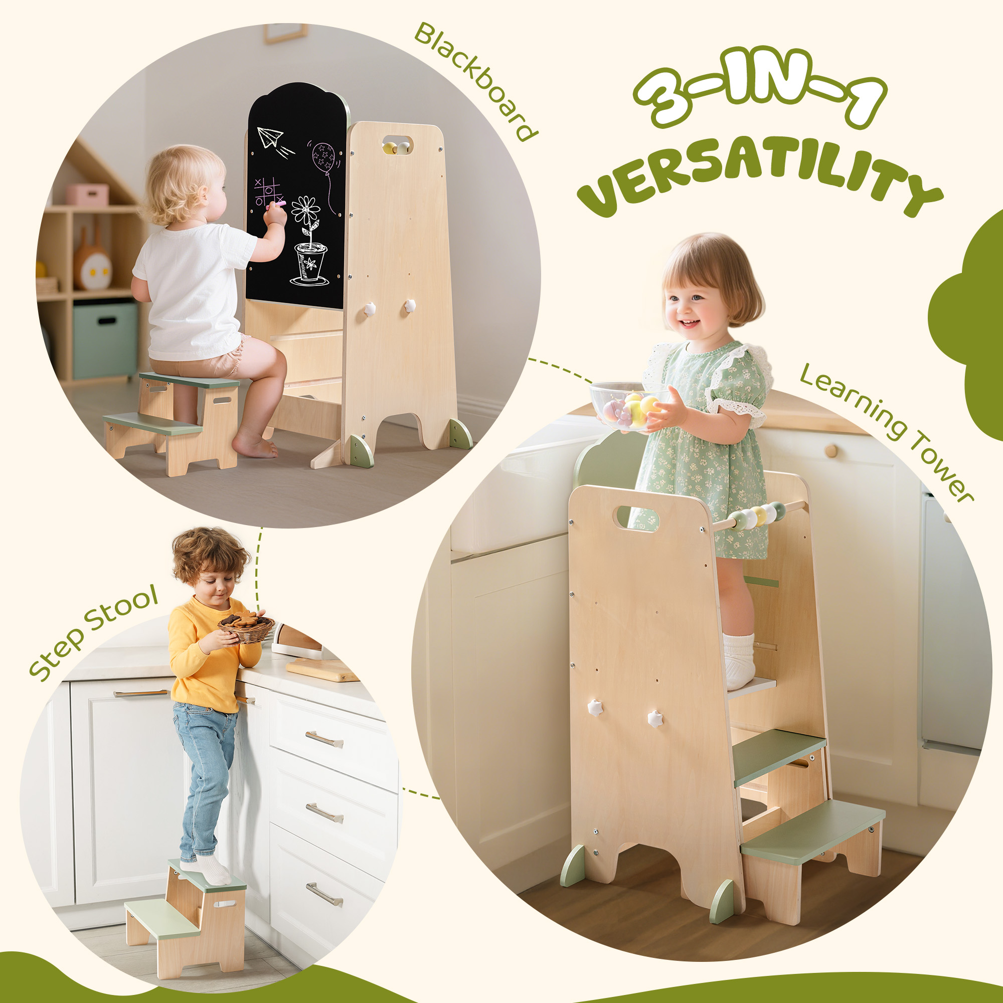 ROBUD Toddler Standing Tower with Step Stool Set