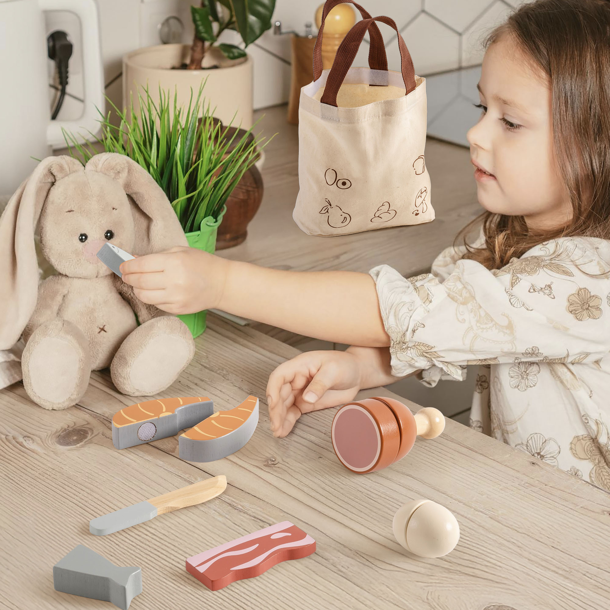 ROBUD Wooden Childs Play Food Set -  Meat