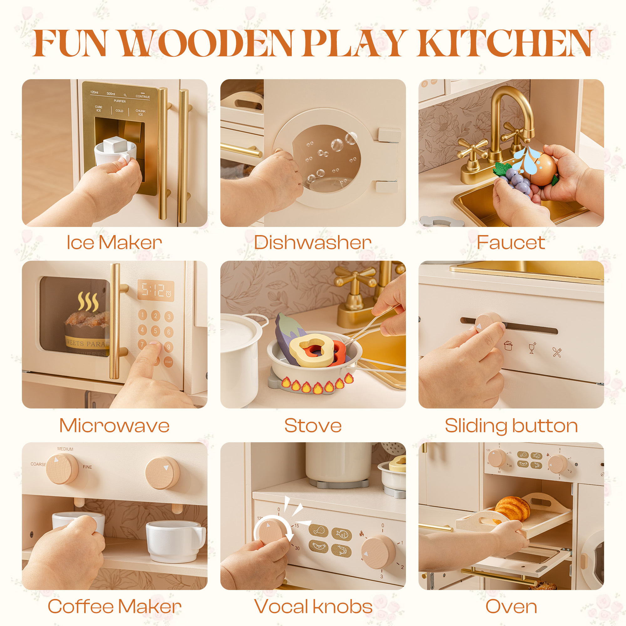 ROBUD Holzküche mit Blumenmuster