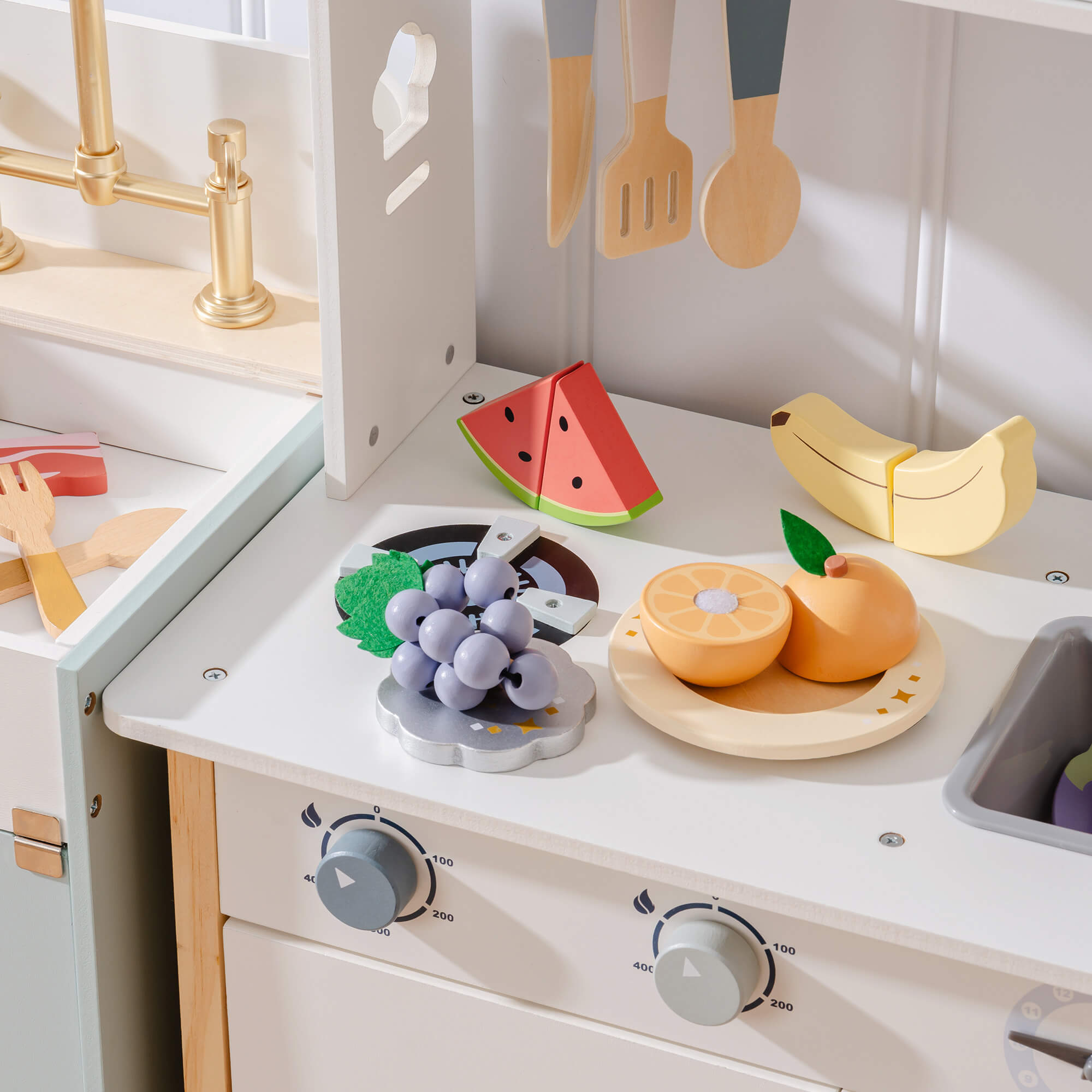 ROBUD Holz-Schneide-Lebensmittel-Spielset 4-in-1